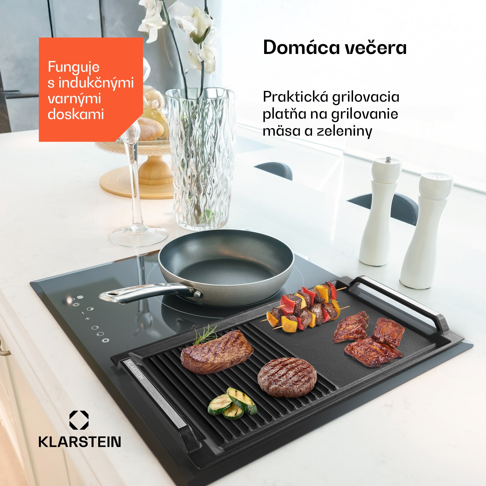Klarstein Delicatessa Grill Pan, grilovacia platňa, príslušenstvo k indukčnej varnej doske, čierna – Obrázok 2