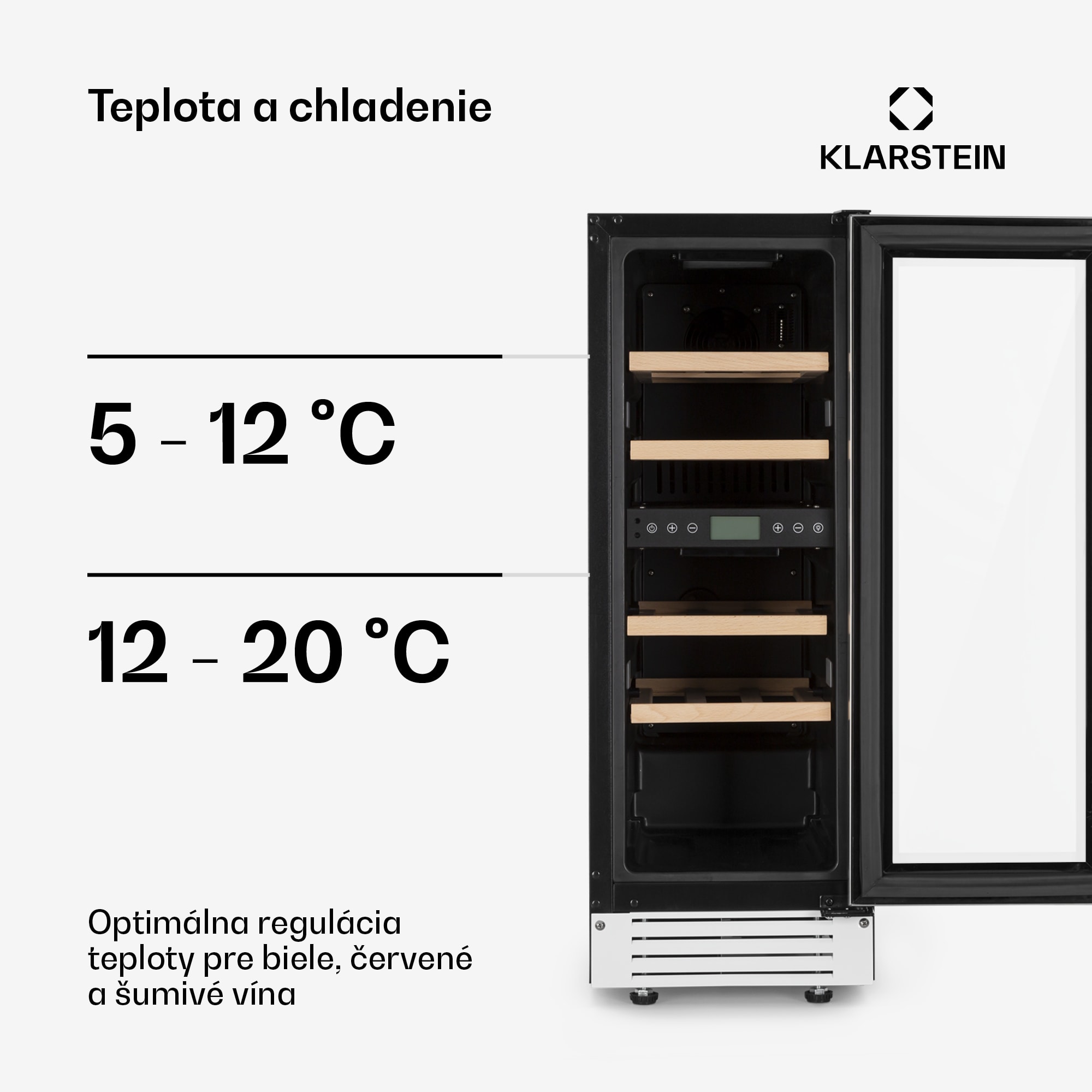 Klarstein Vinovilla 17, dvojzónová vinotéka, 53 l, 17 fliaš, 3-farebné LED osvetlenie, biela – Obrázok 4