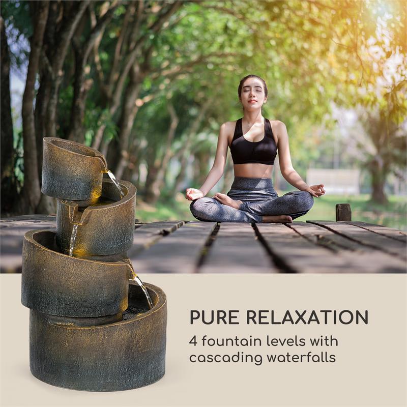 Blumfeldt Mantua, kaskádová fontána, solárna fontána, záhradná fontána, 4 úrovne, akumulátorová prevádzka – Obrázok 3