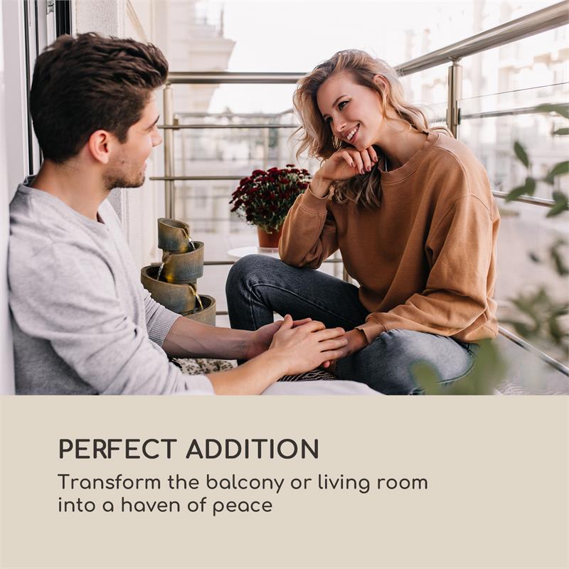 Blumfeldt Mantua, kaskádová fontána, solárna fontána, záhradná fontána, 4 úrovne, akumulátorová prevádzka – Obrázok 5