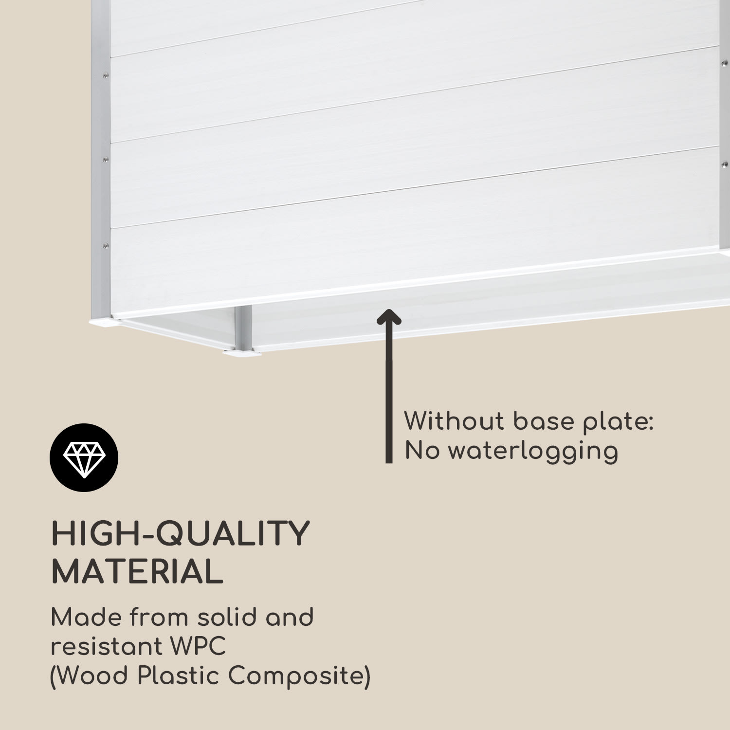 Blumfeldt Nova Grow, záhradný záhon, 150 x 91 x 50 cm, WPC, drevený vzhľad, biely – Obrázok 4