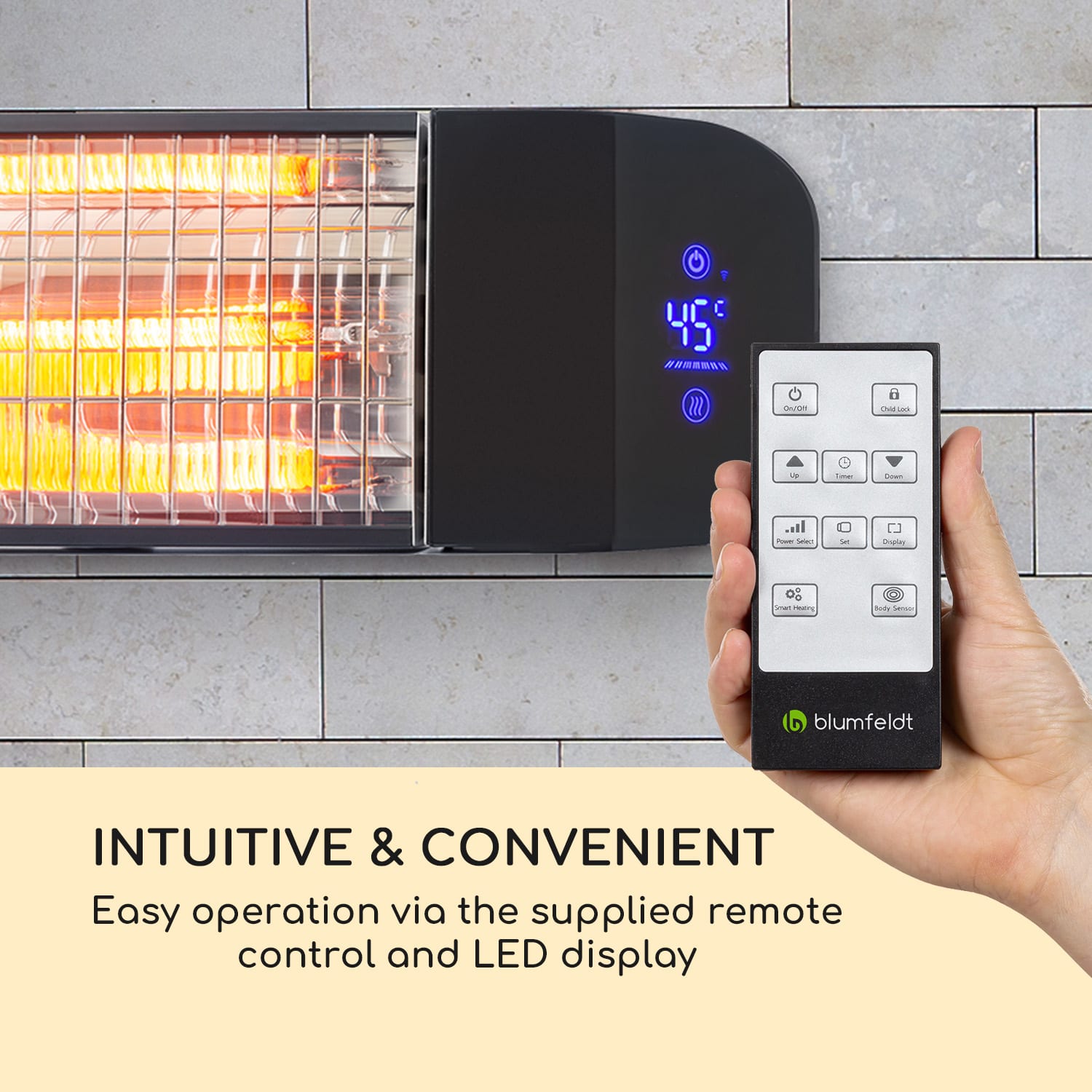 Blumfeldt Smartwave, infračervený ohrievač, 2400 W, WiFi, ovládanie cez aplikáciu, čierny – Obrázok 4