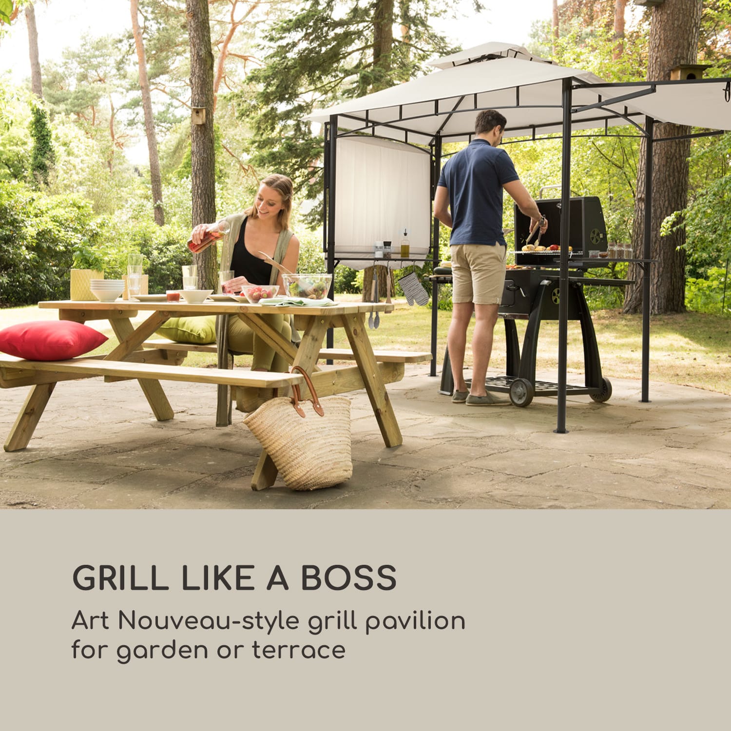 Blumfeldt Steakhouse Wings, altánok, 244 x 260 x 152 cm, 160 g/m², polyester, oceľ, béžový – Obrázok 2