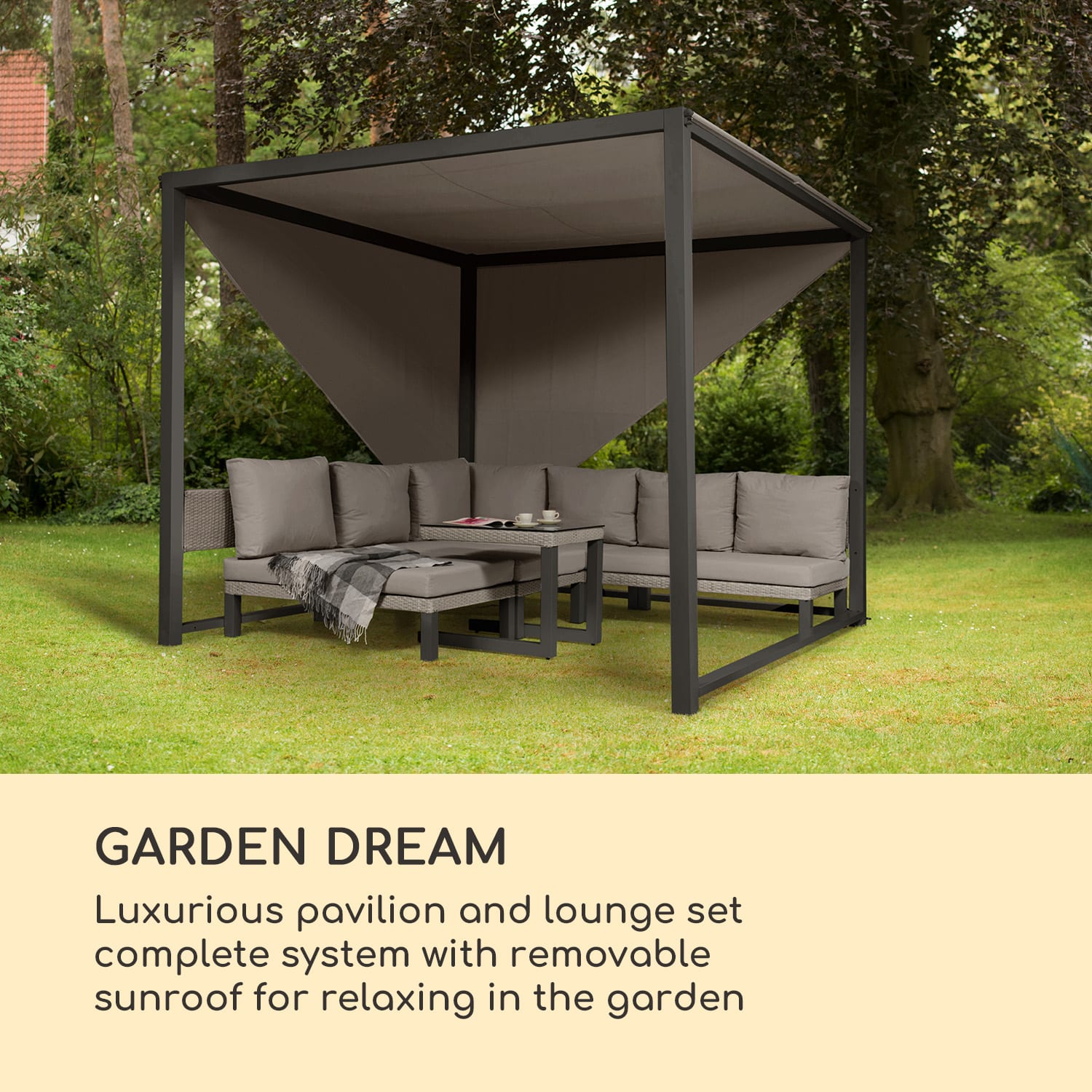 Blumfeldt Havana & Lounge-Set, pergola & lounge-set, 270 x 230 x 270 cm, 4 dvojsedadlá, sivá – Obrázok 2
