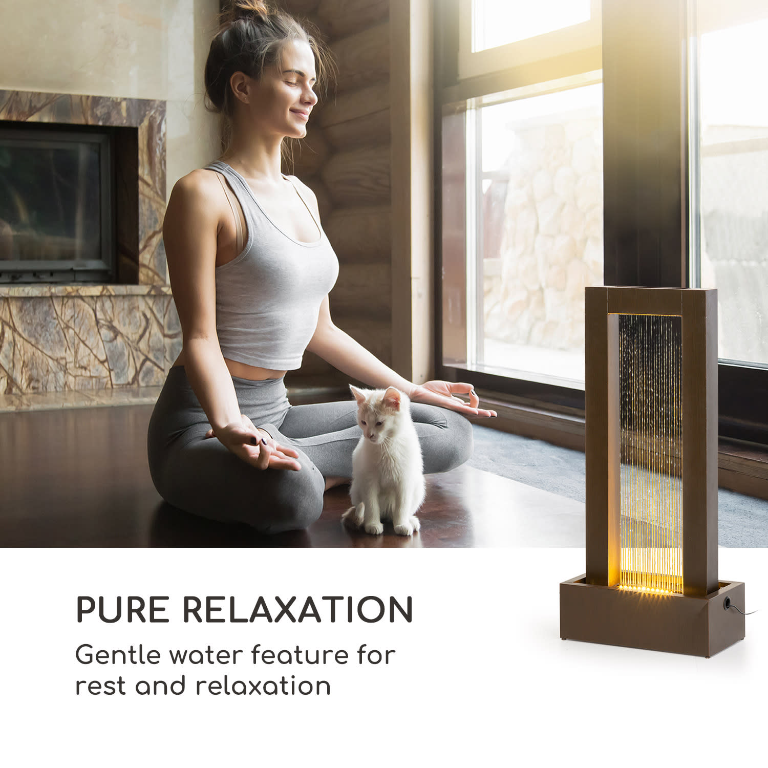 Blumfeldt Skyriver, záhradná fontána, izbová fontána, vnútorné aj vonkajšie prostredie, LED, 10 m kábel – Obrázok 2