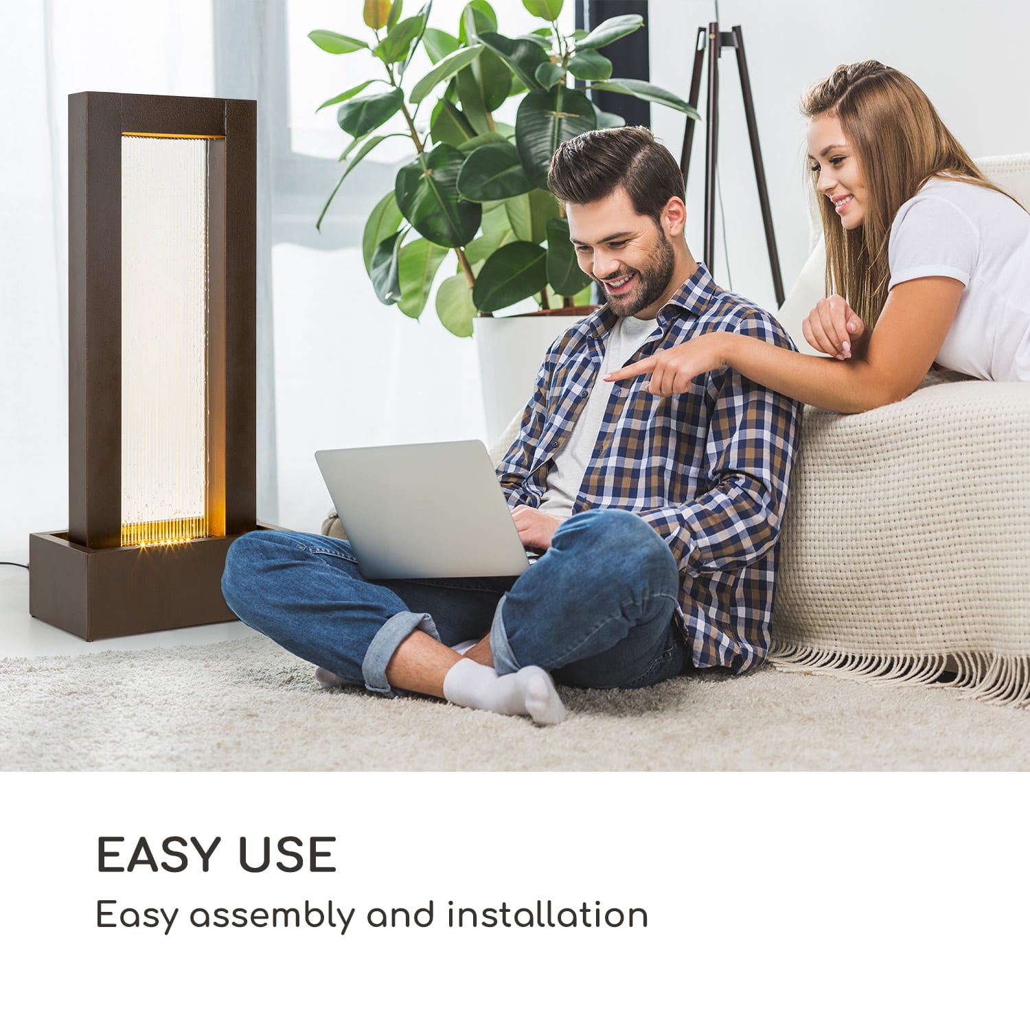 Blumfeldt Skyriver, záhradná fontána, izbová fontána, vnútorné aj vonkajšie prostredie, LED, 10 m kábel – Obrázok 3