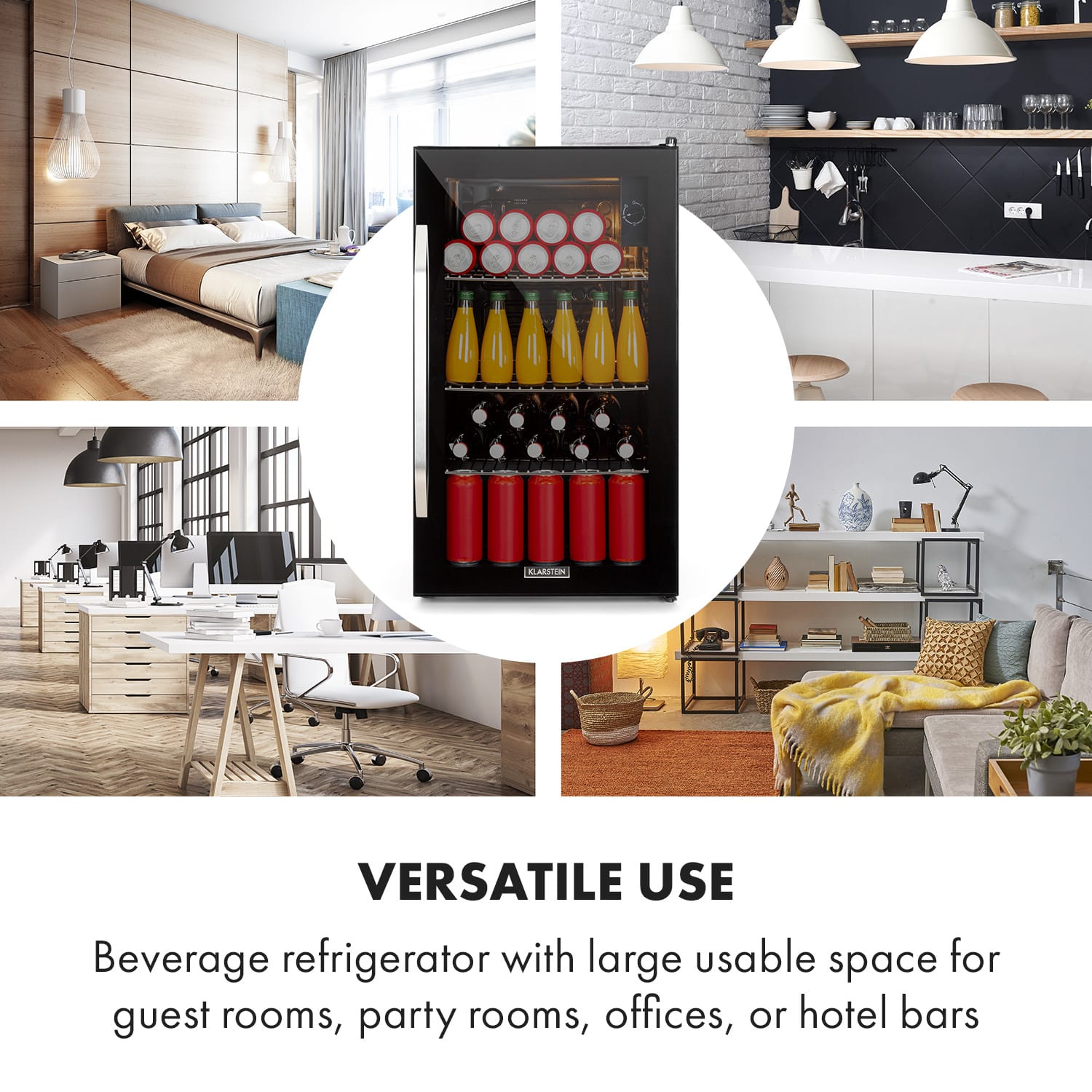 Klarstein Beersafe XXL Onyx, chladnička, energet. trieda E, LED, 3 kovové police, panoramatické sklenené dvierka – Obrázok 2