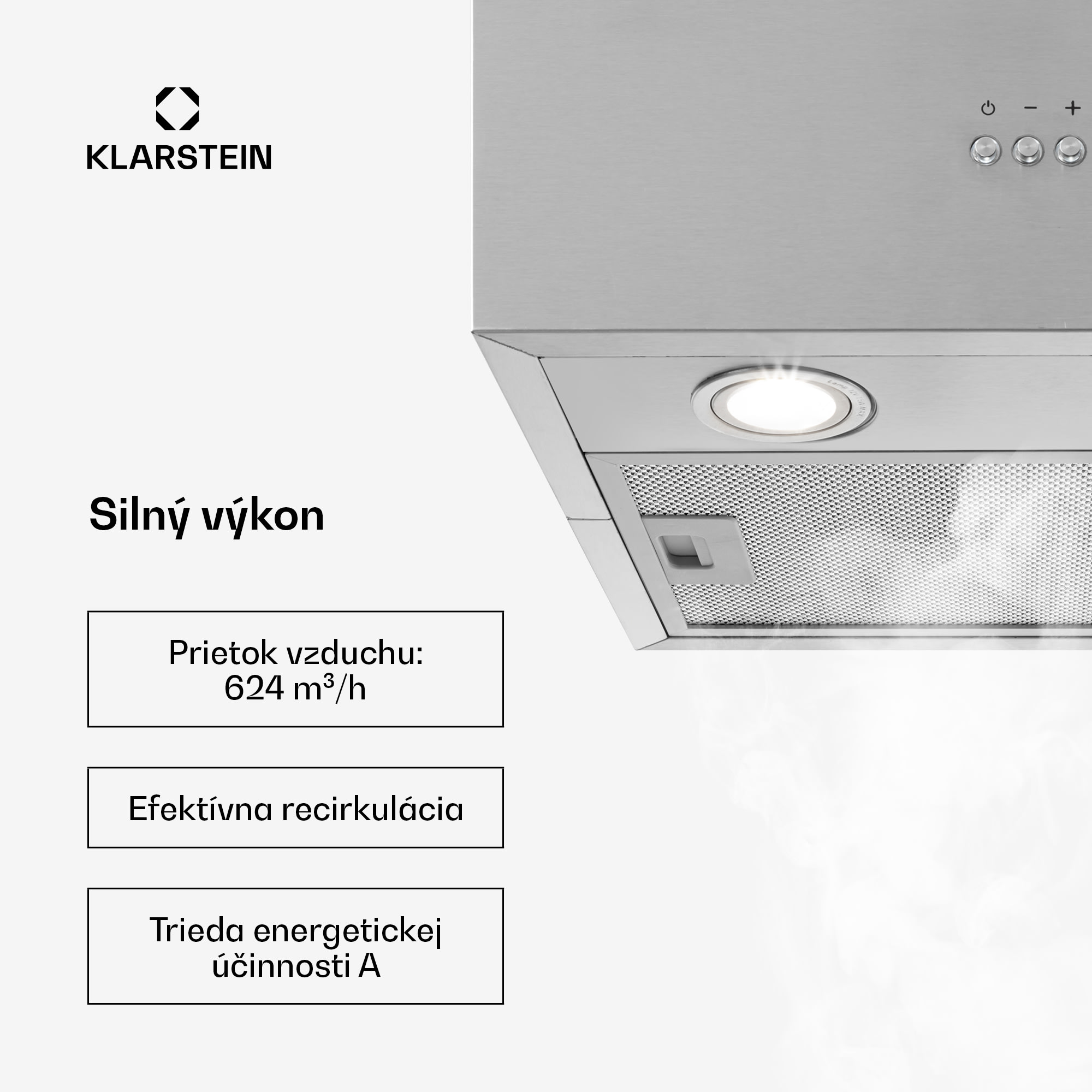 Klarstein Structura, digestor, 41 cm, ostrovčekový, 624 m³/h, A, LED, nehrdzaejúca oceľ, strieborný – Obrázok 3
