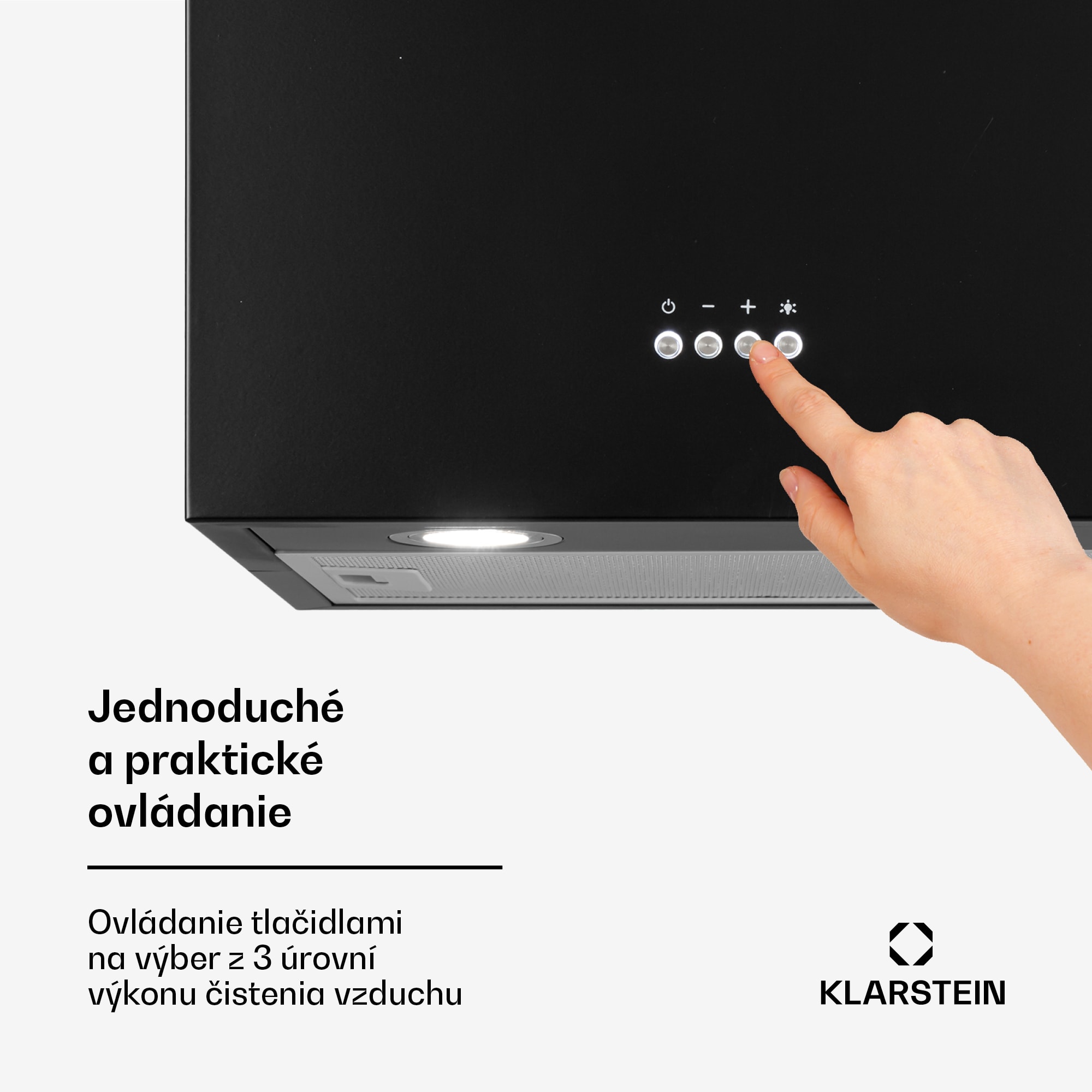 Klarstein Structura, digestor, 41 cm, ostrovčekový, 624 m³/h, A, LED, nehrdzaejúca oceľ, čierny – Obrázok 4