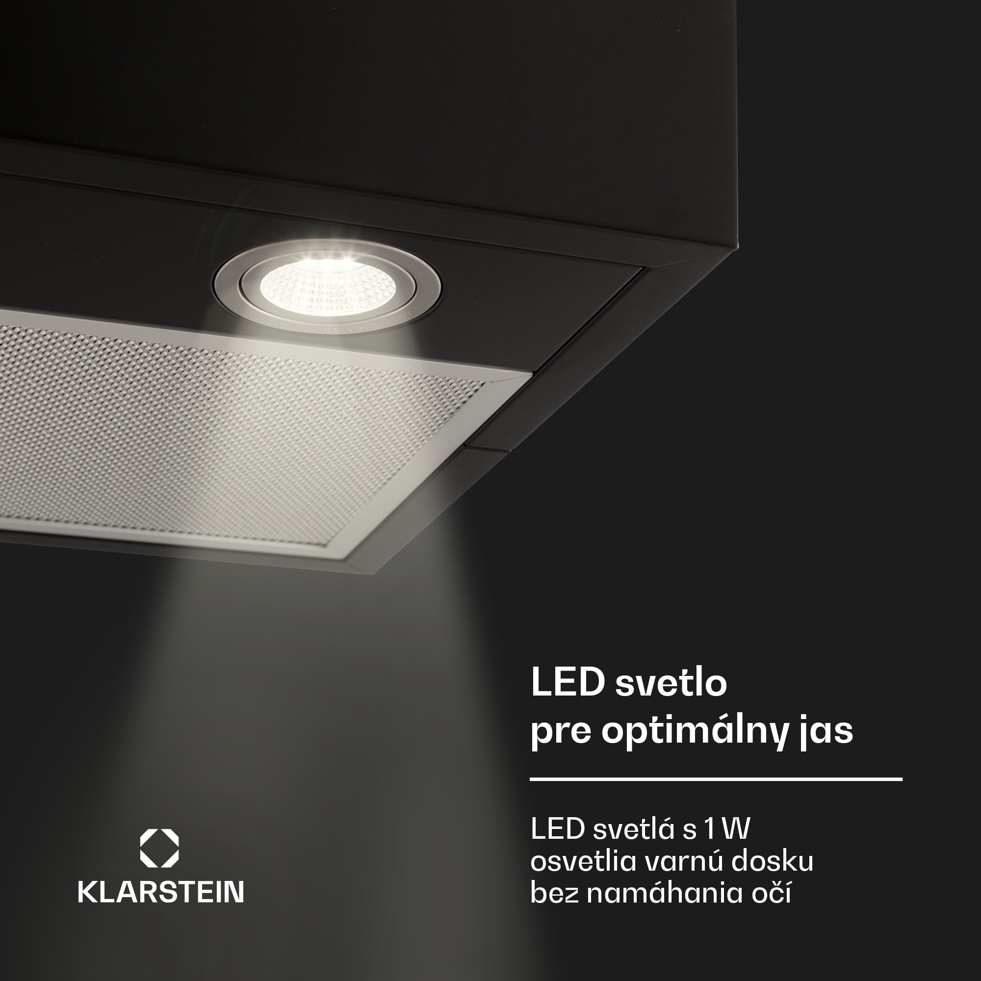 Klarstein Structura, digestor, 41 cm, ostrovčekový, 624 m³/h, A, LED, nehrdzaejúca oceľ, čierny – Obrázok 5