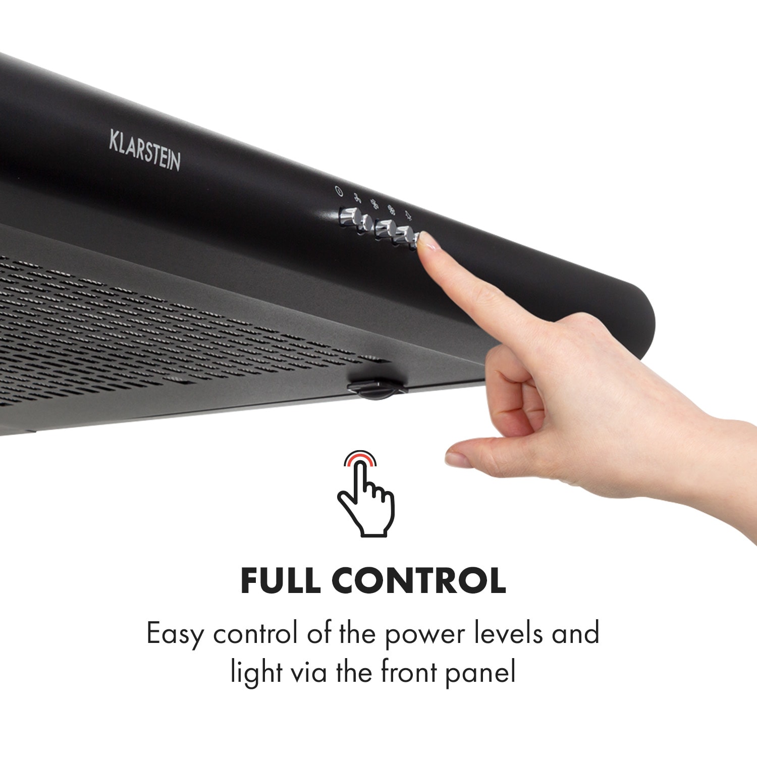 Klarstein Capannina, digestor, 60 cm, podskrinkový, 166 m³/h, LED, nehrdzavejúca oceľ, čierny – Obrázok 5