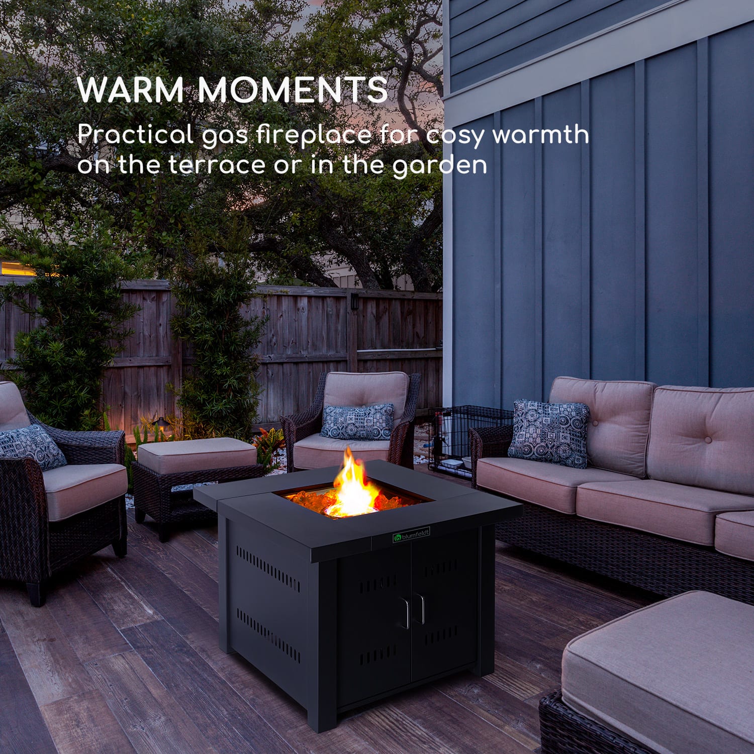 Blumfeldt Sorrento, plynový ohrievač a stôl 2 v 1, 13 kW, elektrické zapaľovanie, sklenené kamene, oceľ – Obrázok 2