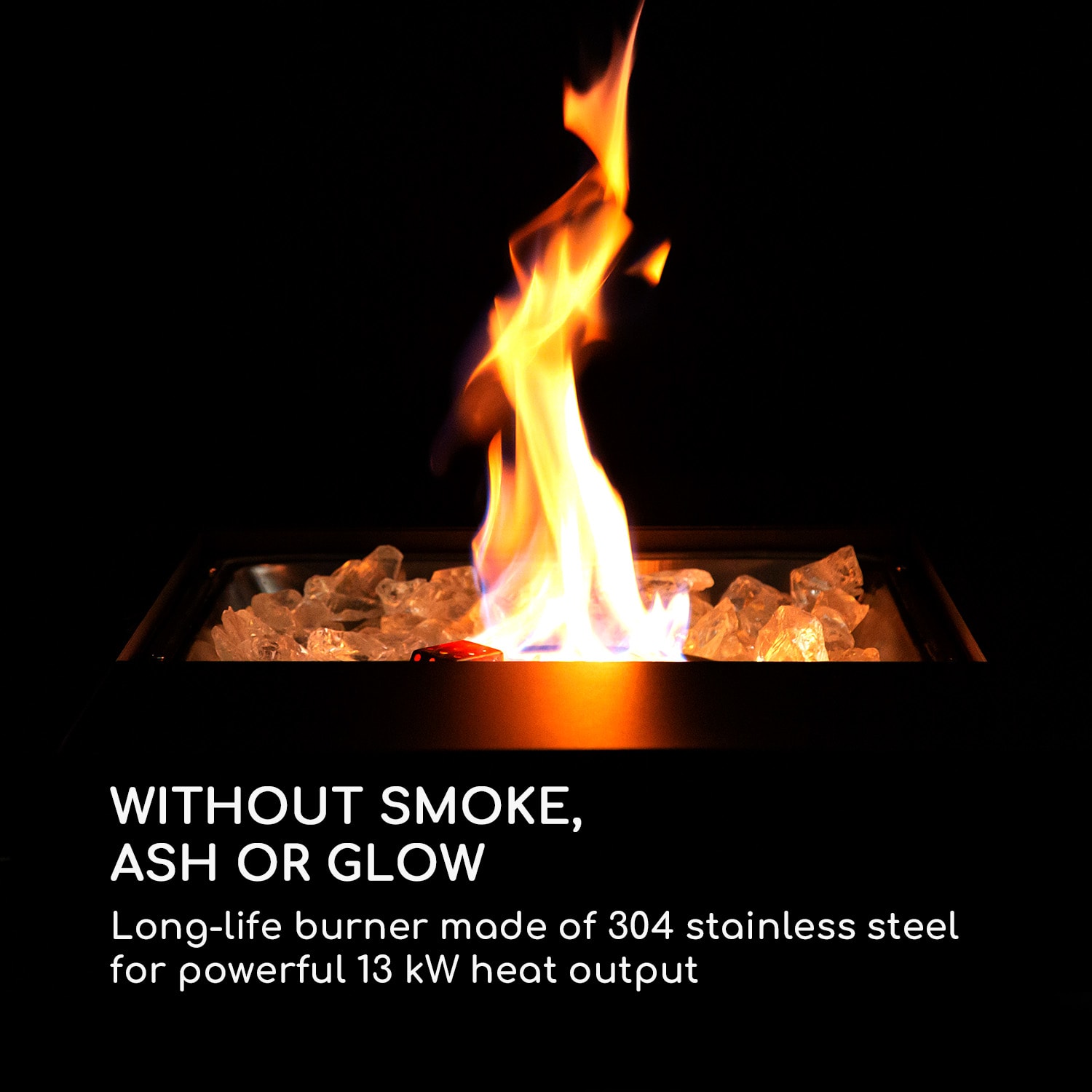 Blumfeldt Sorrento, plynový ohrievač a stôl 2 v 1, 13 kW, elektrické zapaľovanie, sklenené kamene, oceľ – Obrázok 3