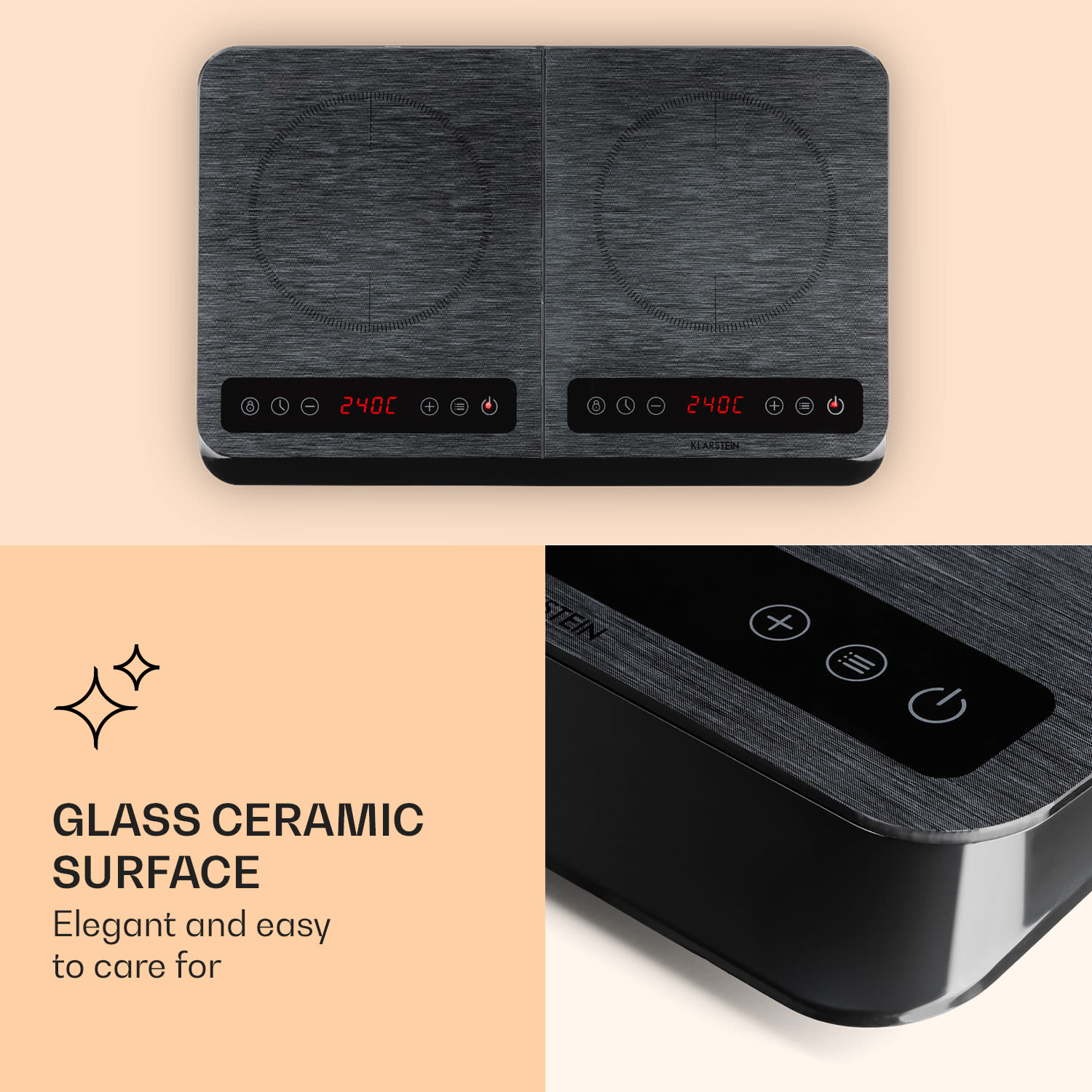 Klarstein InnoChef, indukčná varná doska, 3400 W, dotykové ovládanie, sklokeramika – Obrázok 3