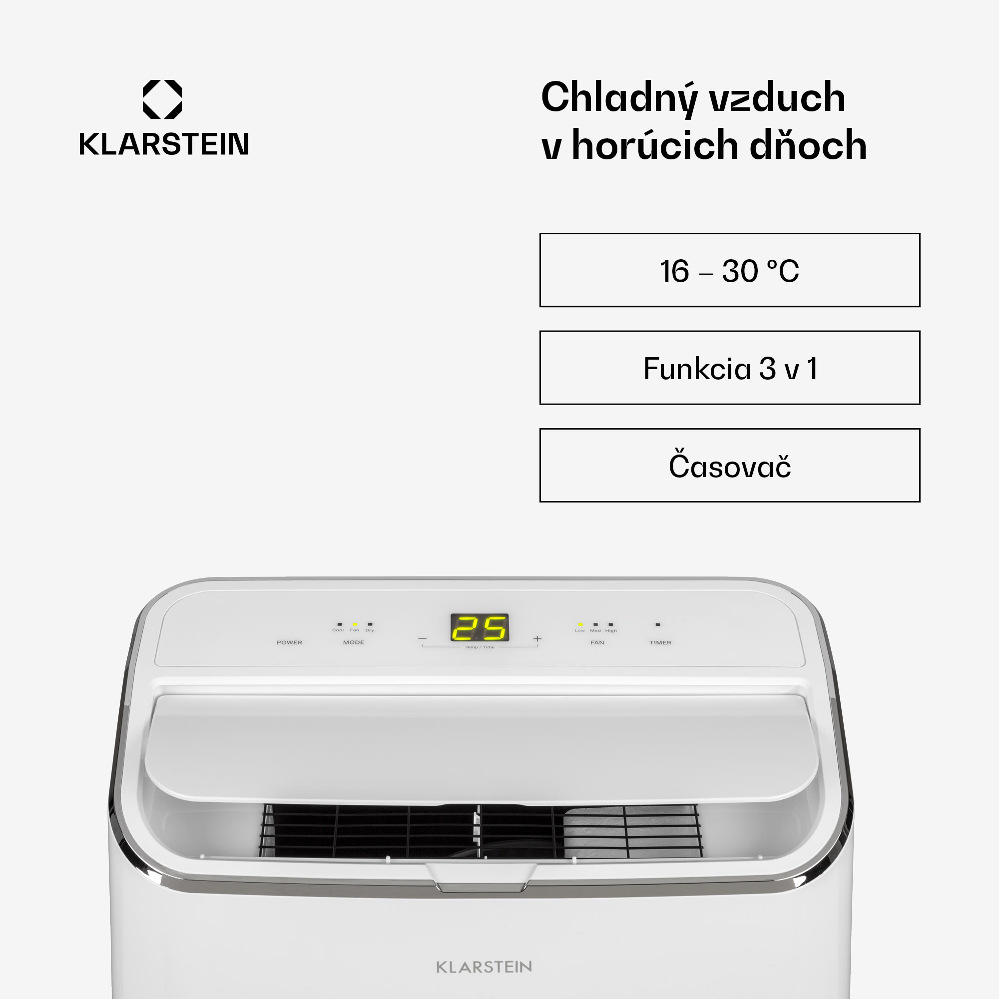 Klarstein Iceblock, mobilná klimatizácia 3 v 1, 12 000 BTU/3,5 kW, 400 m³/h max., biela – Obrázok 2