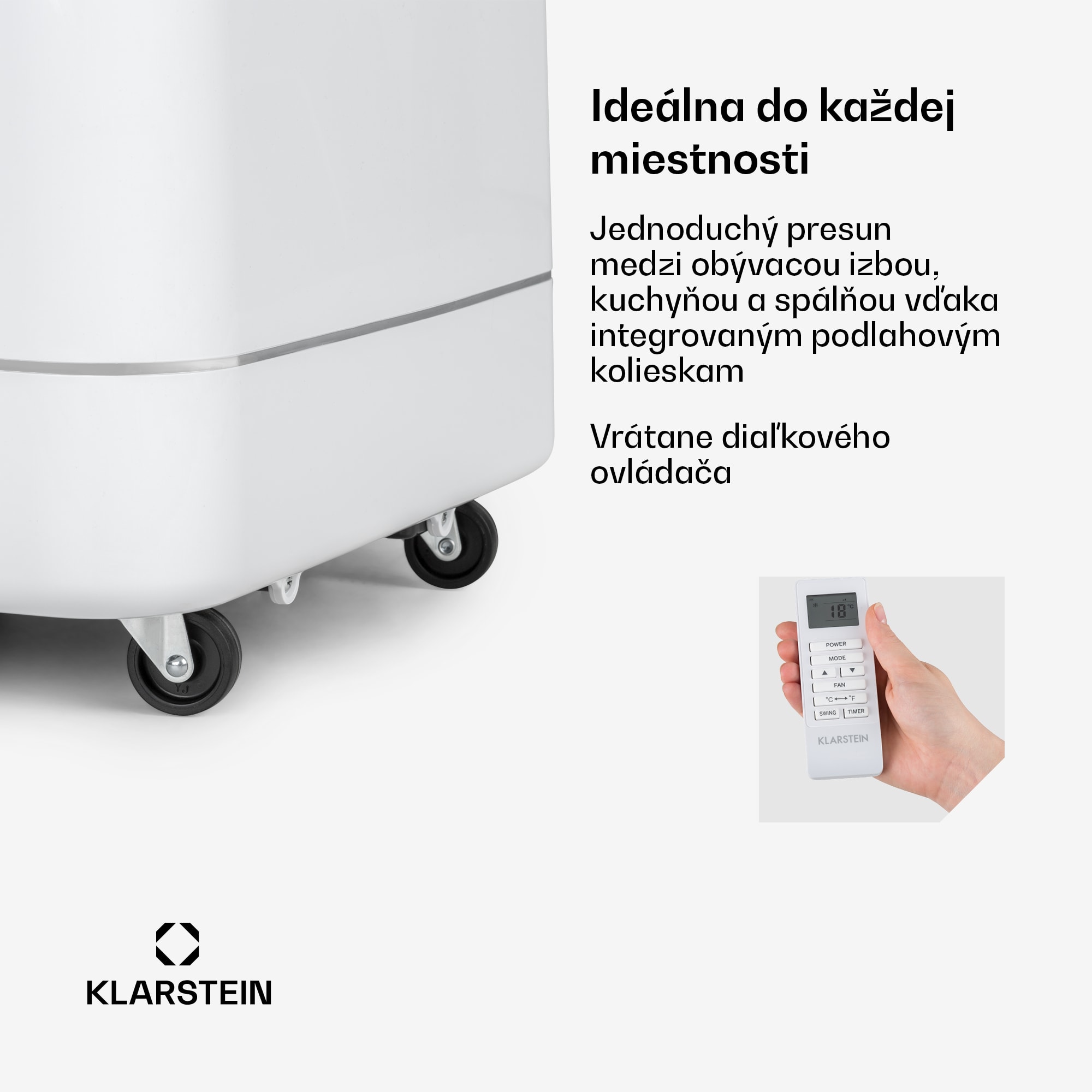 Klarstein Iceblock, mobilná klimatizácia 3 v 1, 12 000 BTU/3,5 kW, 400 m³/h max., biela – Obrázok 4