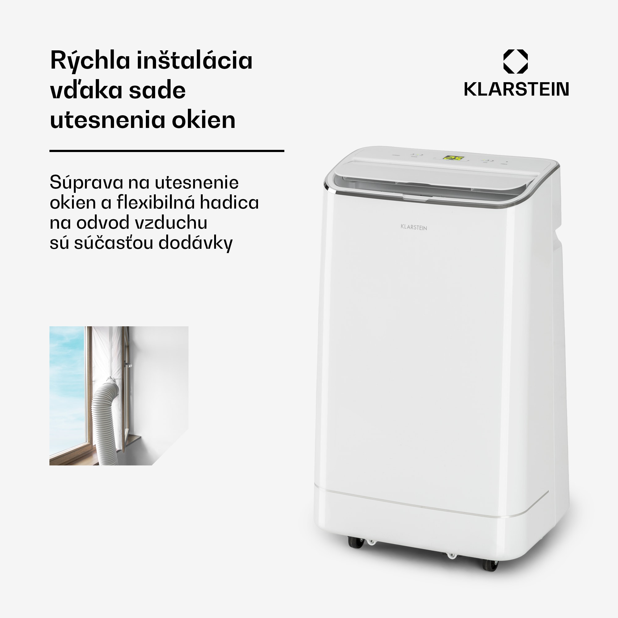 Klarstein Iceblock, mobilná klimatizácia 3 v 1, 12 000 BTU/3,5 kW, 400 m³/h max., biela – Obrázok 5