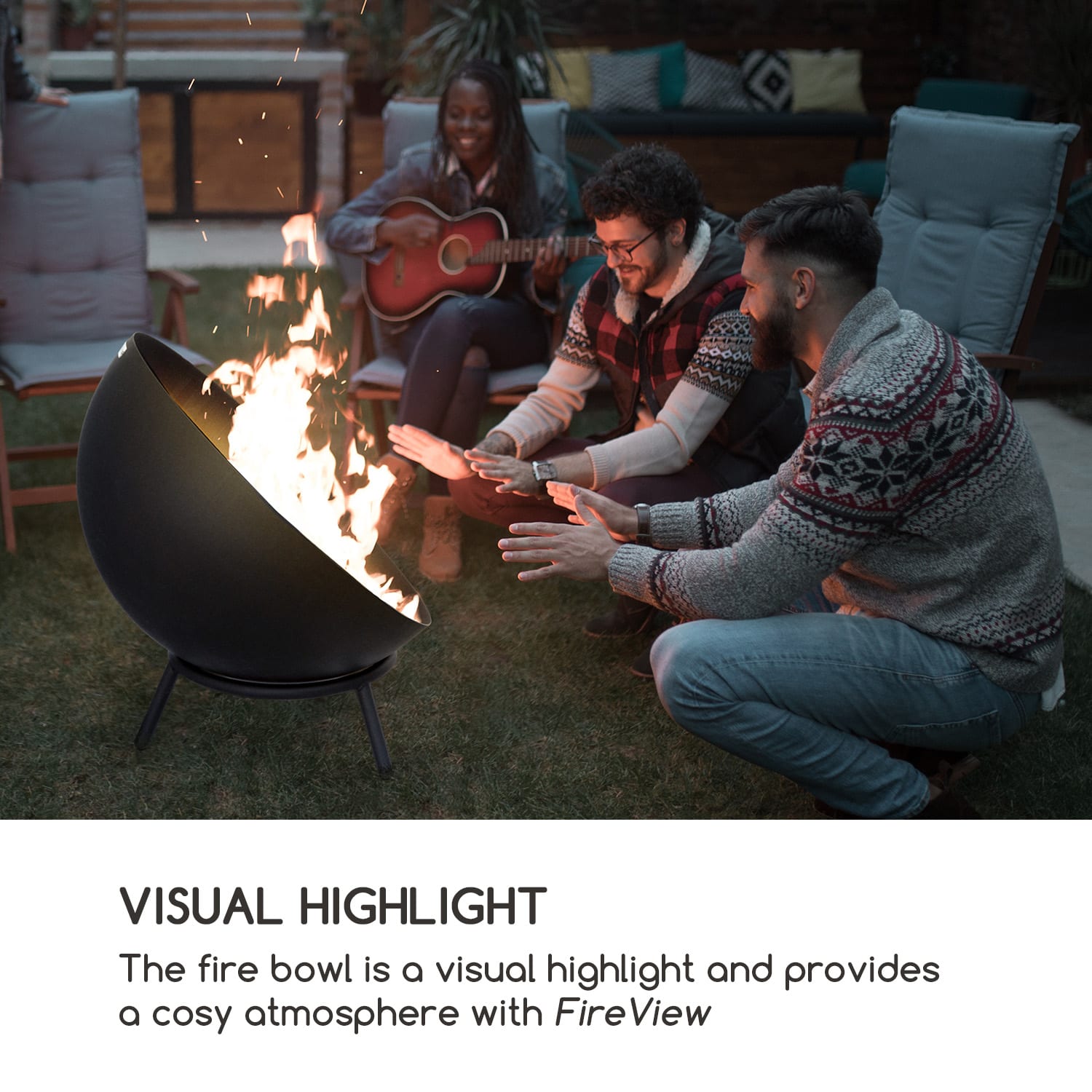 Blumfeldt Fireball, ohnisko, oceľ, sklopné, do záhrady alebo na terasu, Ø 60 cm – Obrázok 5