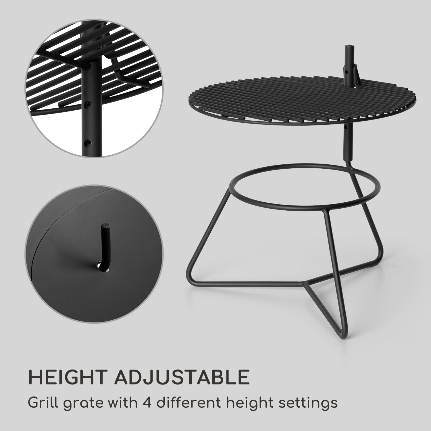 Blumfeldt Orbit, oceľové ohnisko 3 v 1, Ø 60 cm, 40 cm gril, stôl, čierne – Obrázok 4