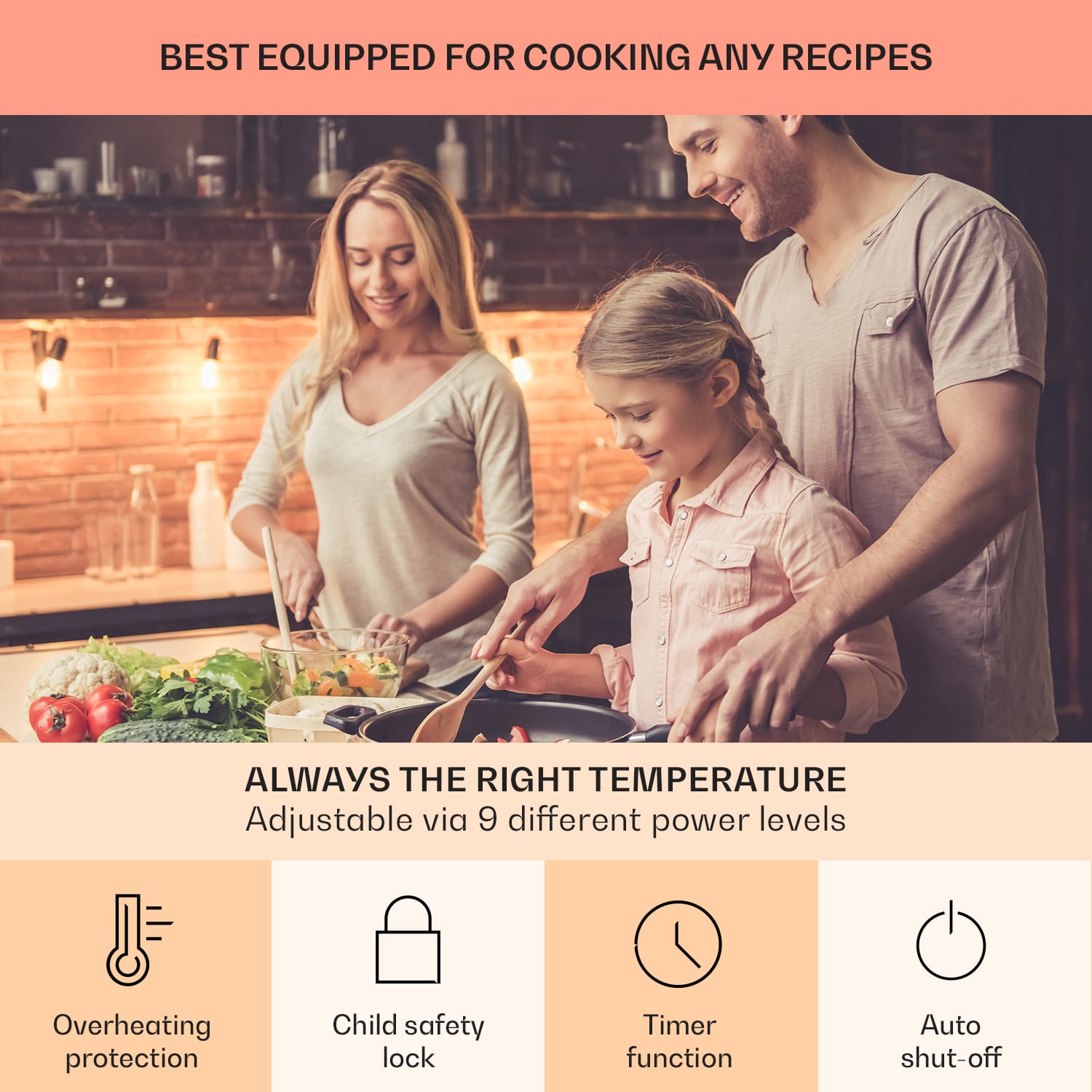 Klarstein Virtuosa EcoAdapt, indukčná varná doska, 7200 W, 4 zóny, sklo, čierna – Obrázok 5