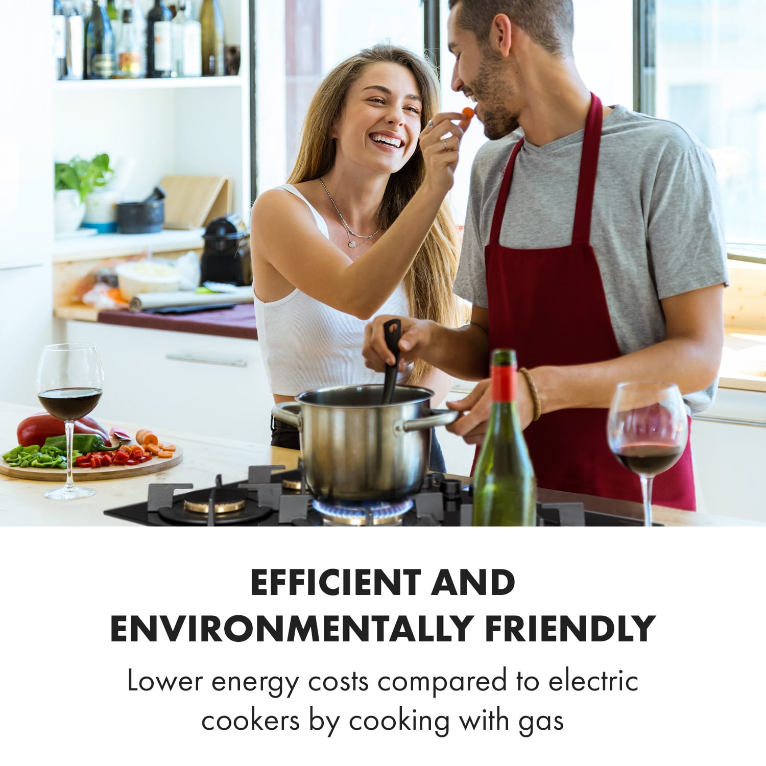 Klarstein Goldflame 5, plynová varná doska, 5 mosadzné horáky, sklokeramika – Obrázok 2