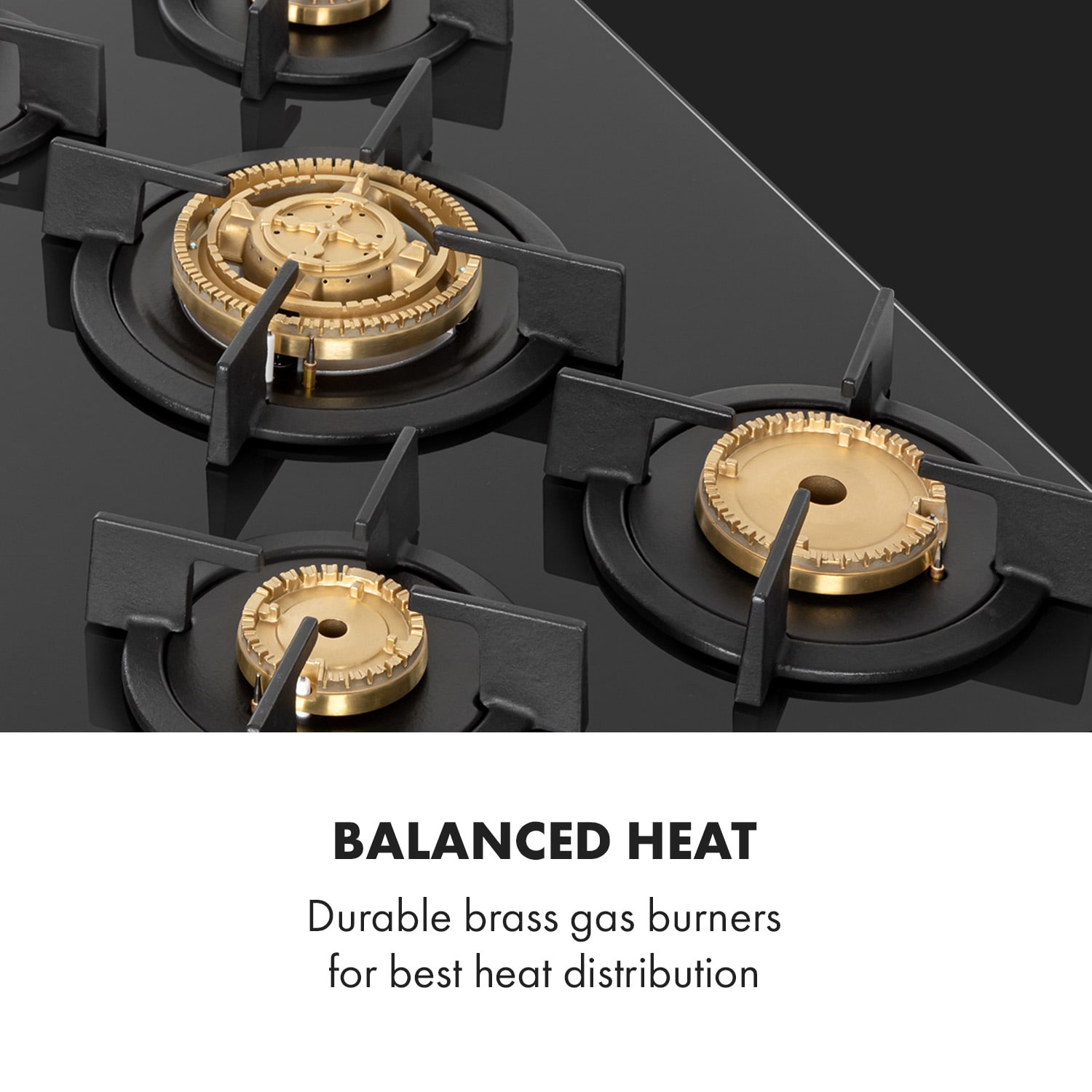 Klarstein Goldflame 5, plynová varná doska, 5 mosadzné horáky, sklokeramika – Obrázok 3
