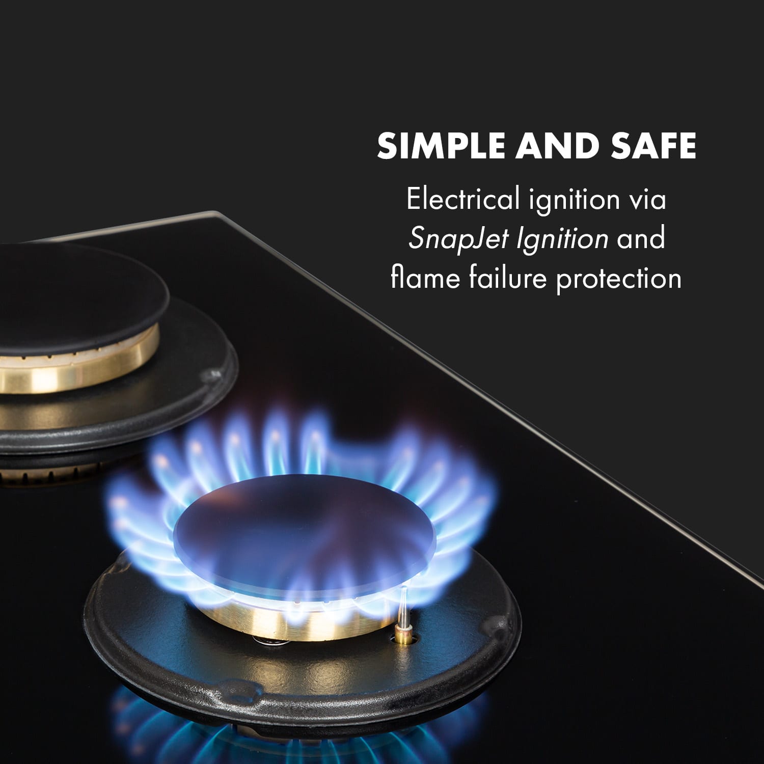 Klarstein Goldflame 5, plynová varná doska, 5 mosadzné horáky, sklokeramika – Obrázok 5