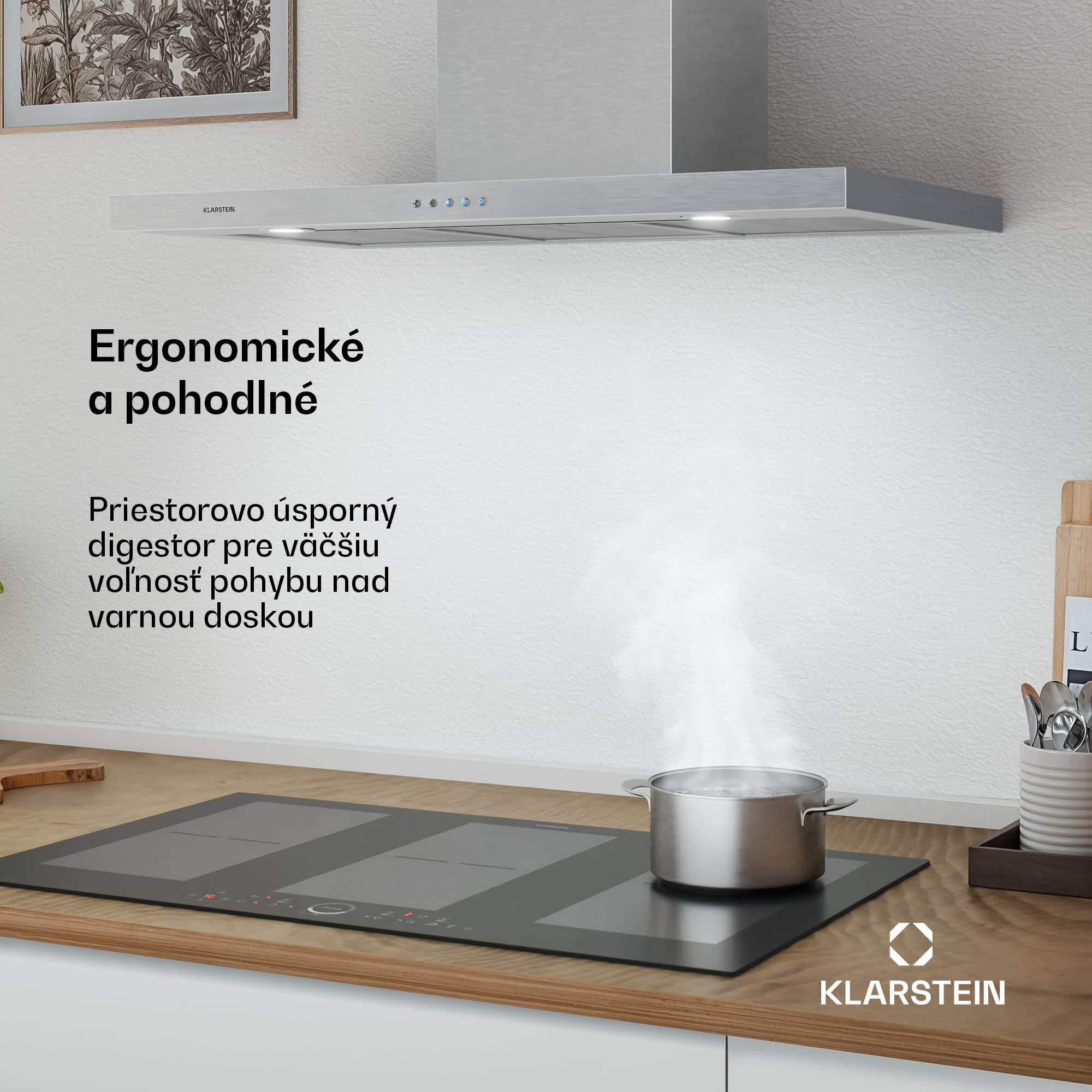 Klarstein Limelight, digestor, 90 cm, nástenný, 600 m³/h, strieborný – Obrázok 3