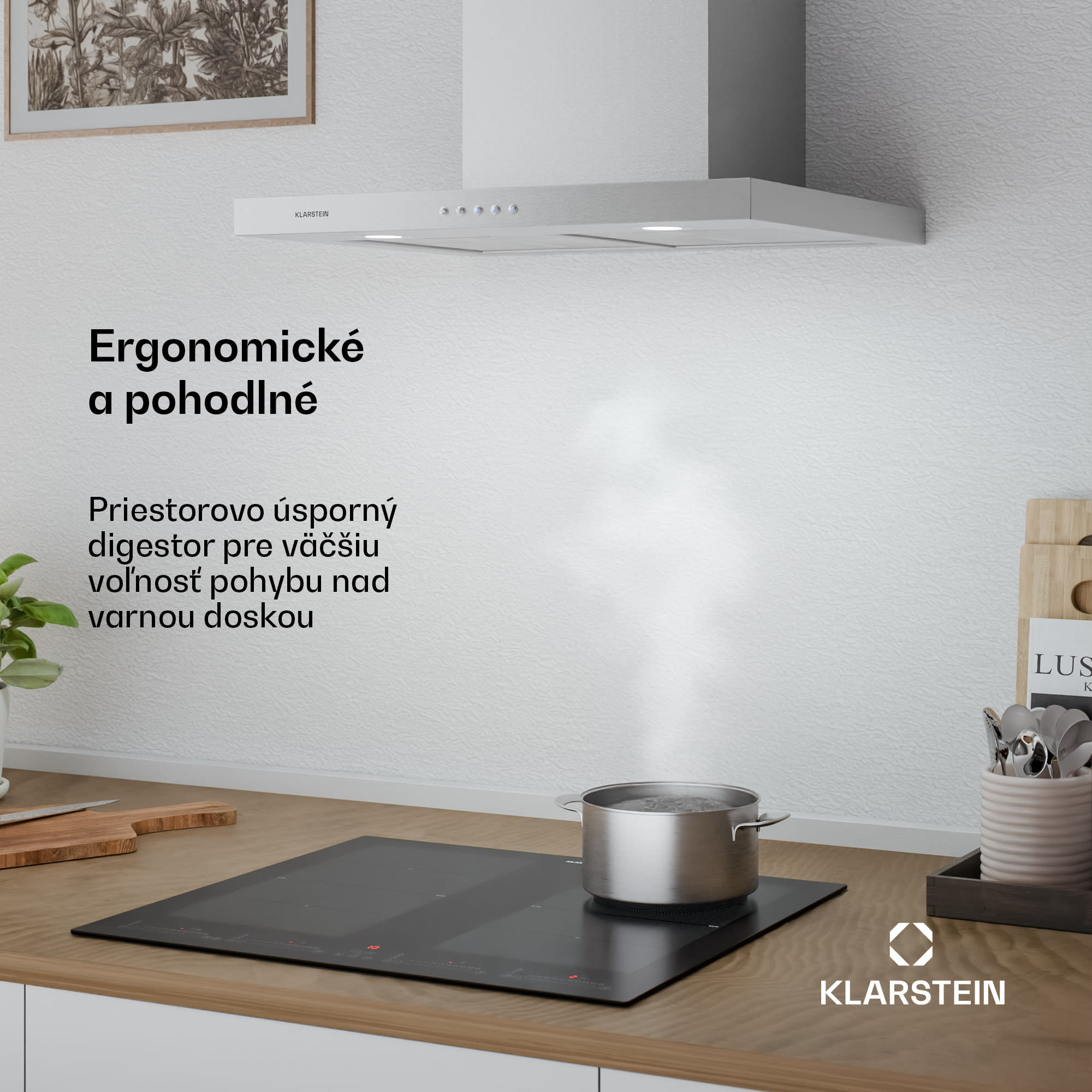 Klarstein Limelight, digestor, 60 cm, nástenný, 600 m³/h, strieborný – Obrázok 3