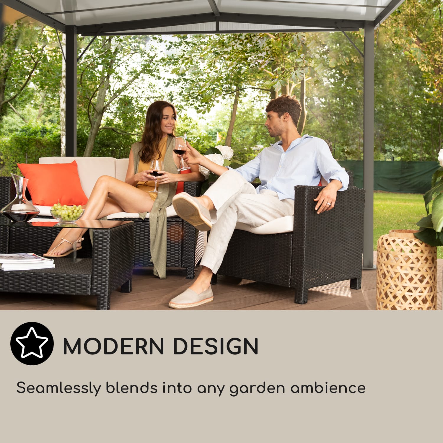 Blumfeldt Pantheon Solid Sky Flat, pergola, prístrešok, 3 x 3 m, polykarbonát, sivá – Obrázok 5