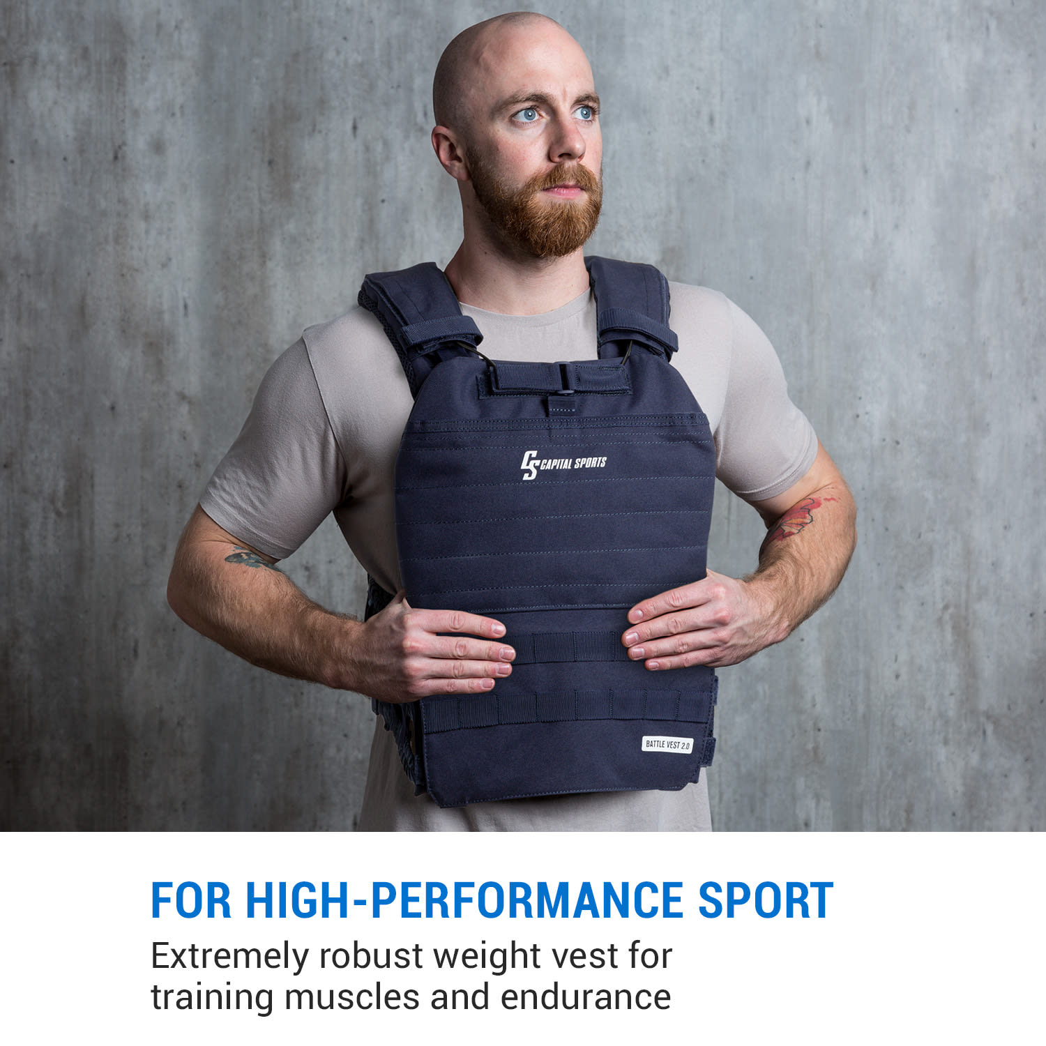 Capital Sports Battlevest 2.0, záťažová vesta, 2 x 8,75 lbs (4,0 kg) závažie, modrá – Obrázok 2