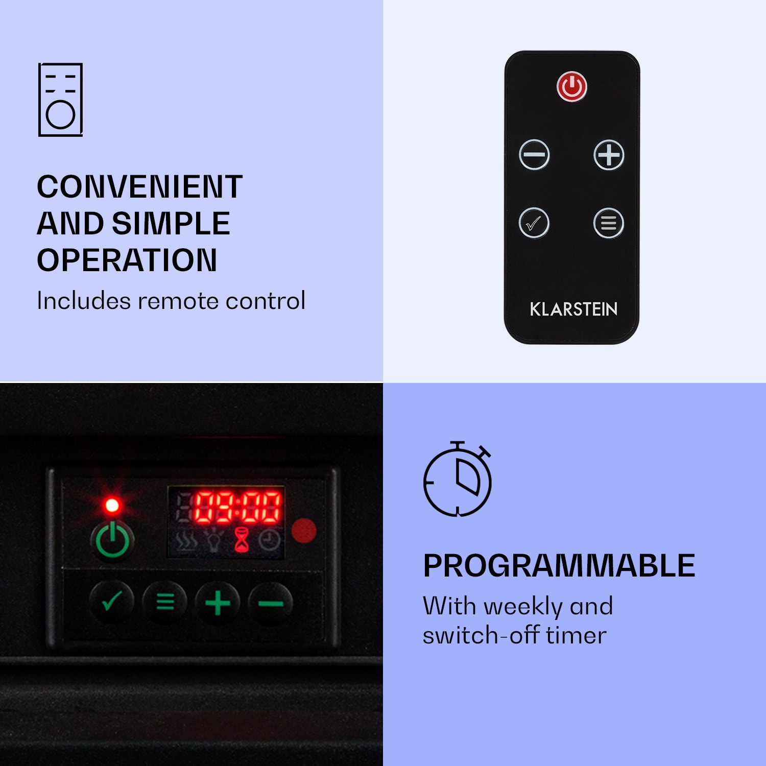 Klarstein Etna, elektrický krb, 1800 W, týždenný časovač, diaľkové ovládanie, sivý/ hnedý – Obrázok 3