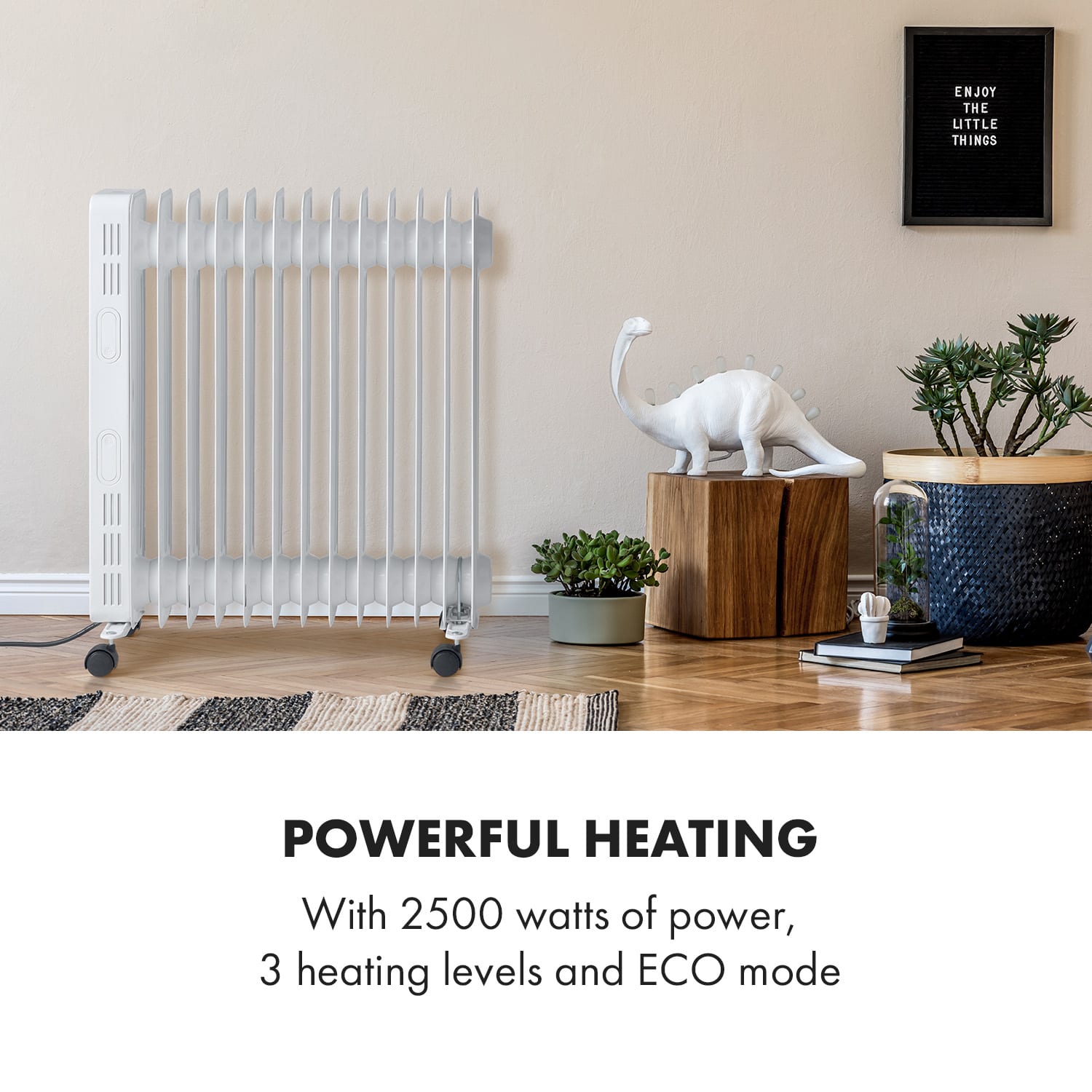 Klarstein Thermaxx Heatstream, olejový radiátor, 2500 W, 5-35 °C, 24-hod. časovač, biely – Obrázok 2