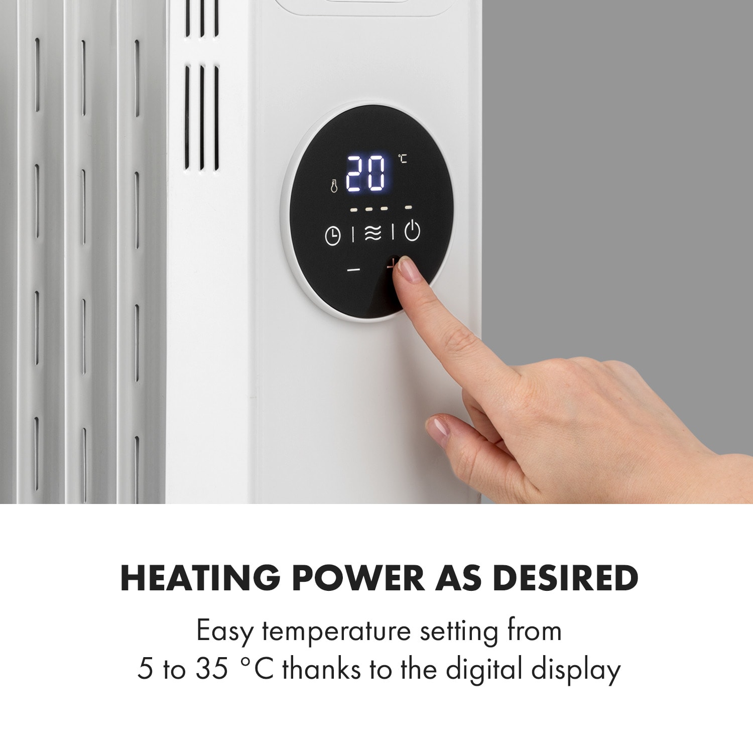 Klarstein Thermaxx Heatstream, olejový radiátor, 2500 W, 5-35 °C, 24-hod. časovač, biely – Obrázok 3