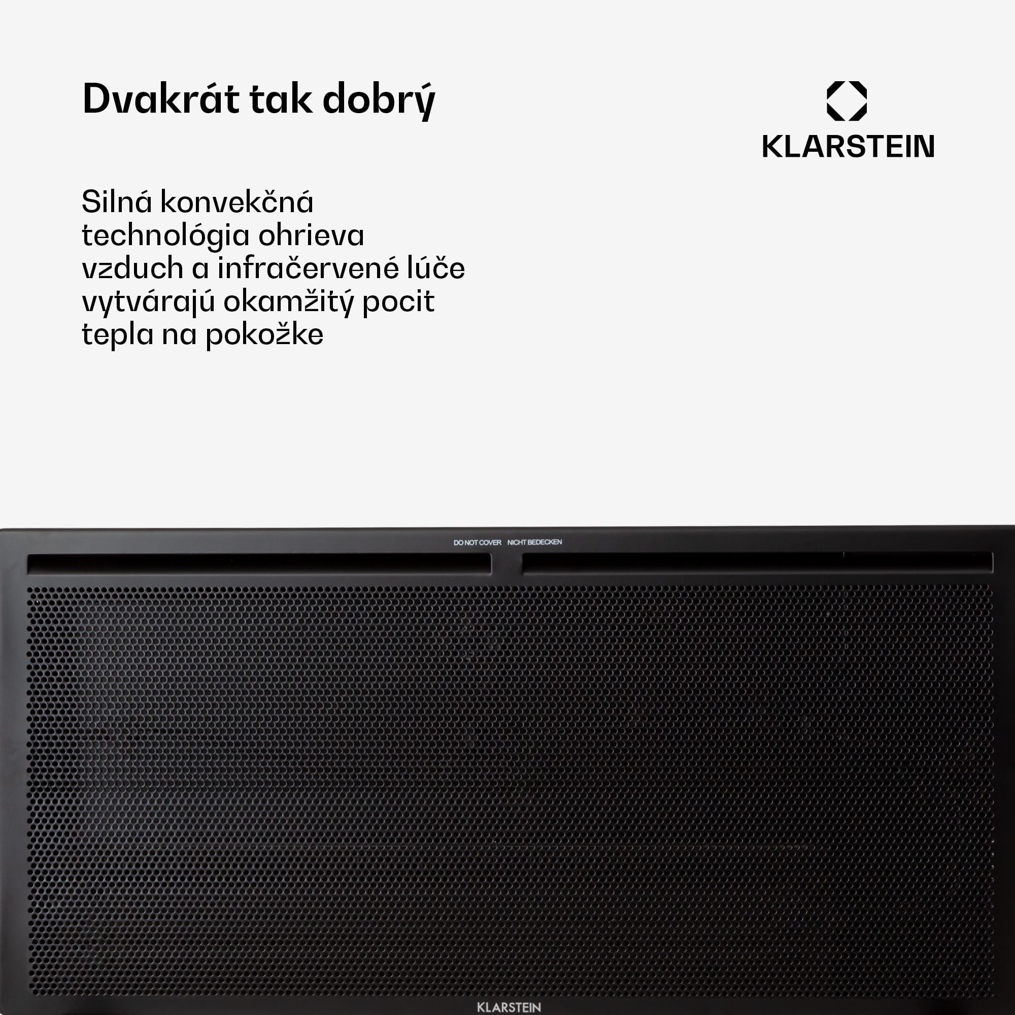 Klarstein Hot Spot Slimcurve Double Wave, konvektor, ohrievač 2 v 1, 2000 W, týždenný časovač, čierny – Obrázok 2