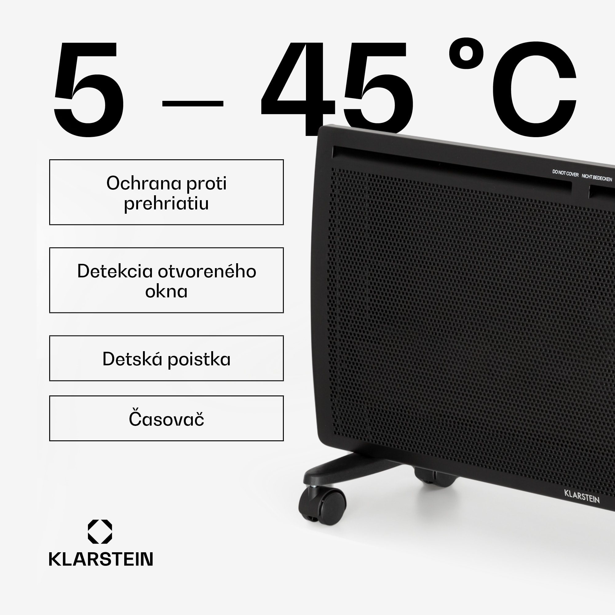 Klarstein Hot Spot Slimcurve Double Wave, konvektor, ohrievač 2 v 1, 2000 W, týždenný časovač, čierny – Obrázok 4