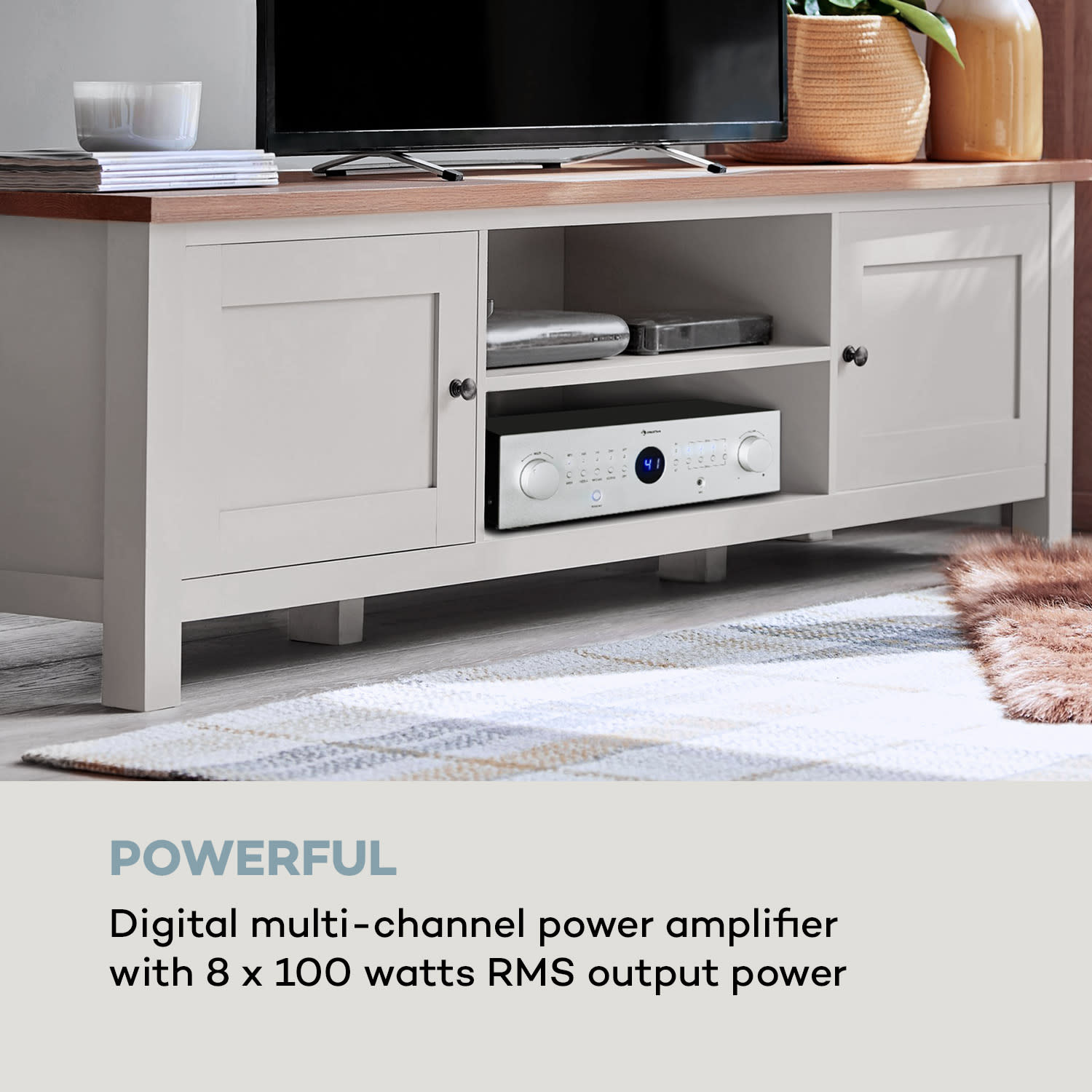 Auna AMP-CD950 DG, digitálny viackanálový zosilňovač, 8 x 100 W, BT, opt. vstup, diaľkový ovládač – Obrázok 2