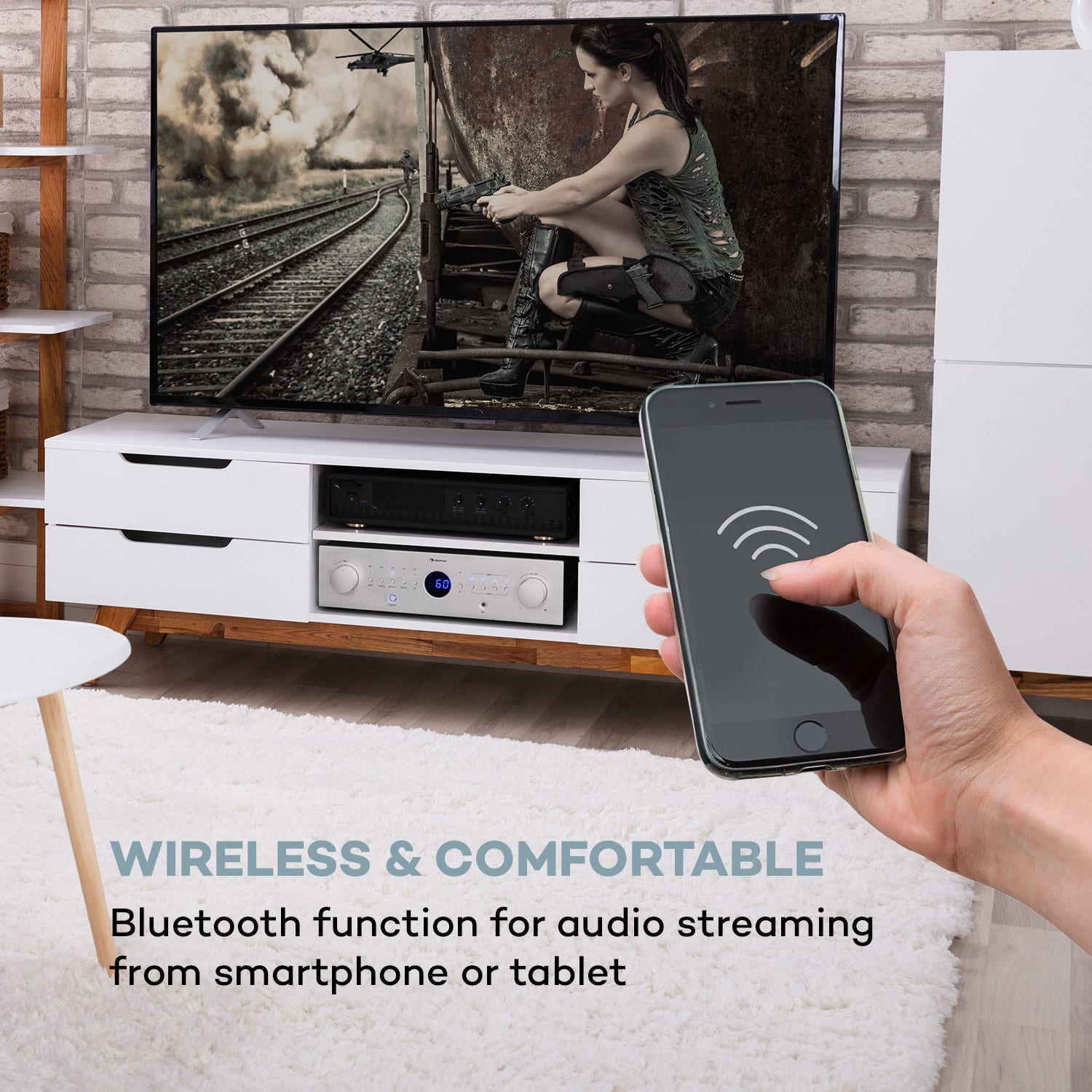 Auna AMP-CD950 DG, digitálny viackanálový zosilňovač, 8 x 100 W, BT, opt. vstup, diaľkový ovládač – Obrázok 4