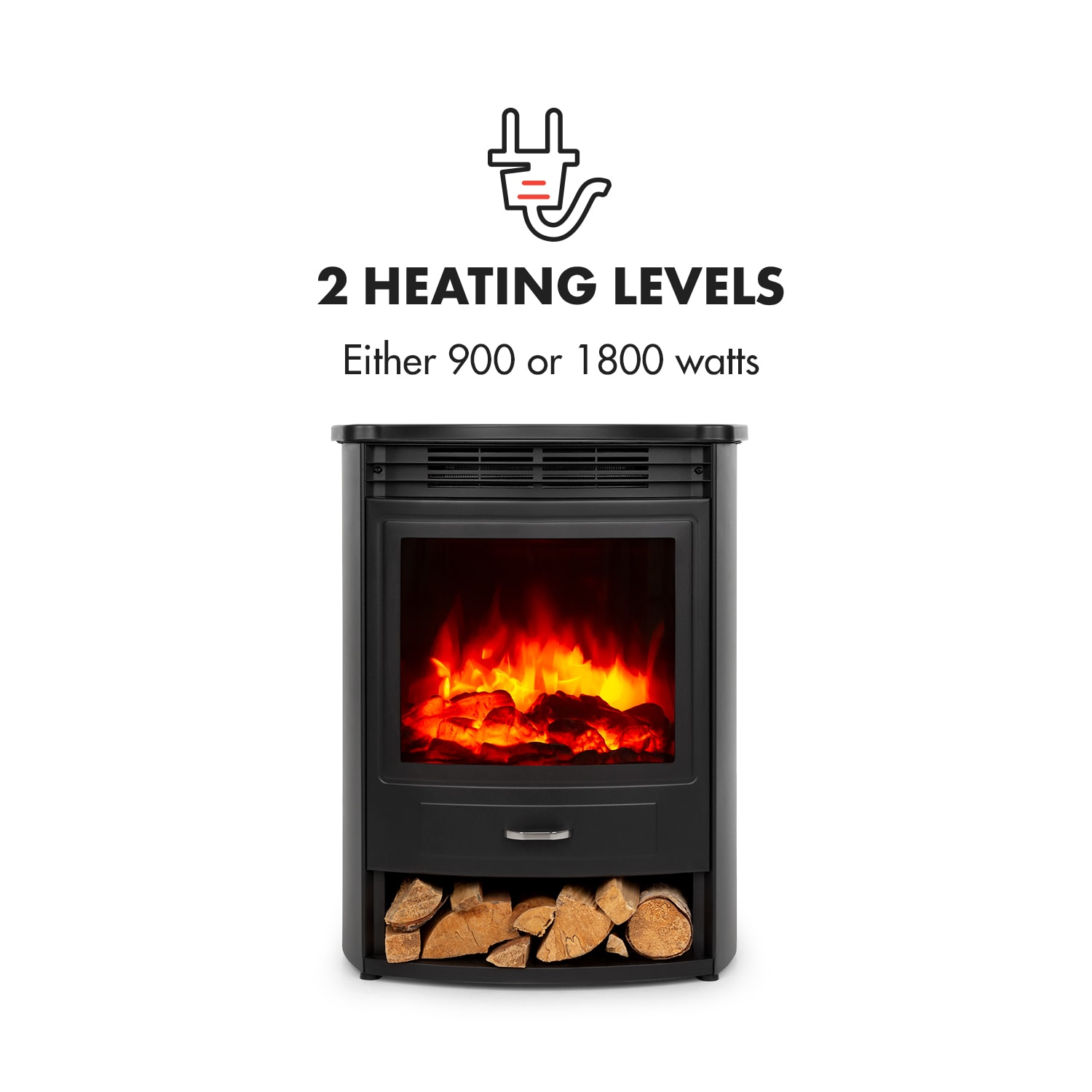 Klarstein Bormio S Smart, elektrický krb, 950/1800 W, termostat, týždenný časovač, čierny – Obrázok 4