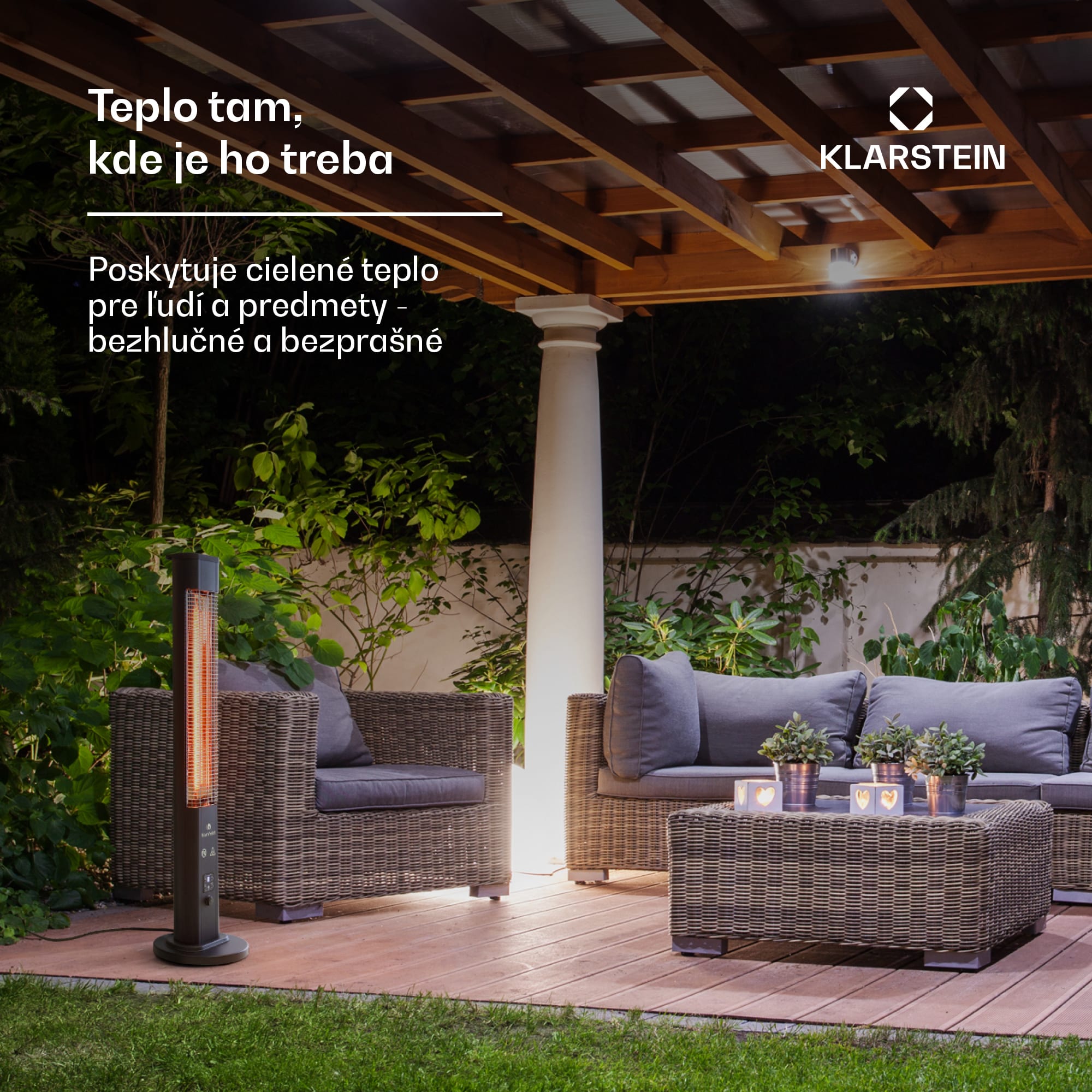 Blumfeldt Heat Guru Plus, vonkajší sálavý ohrievač, 1200 W, 3 nastavenia ohrevu, diaľkové ovládanie – Obrázok 3