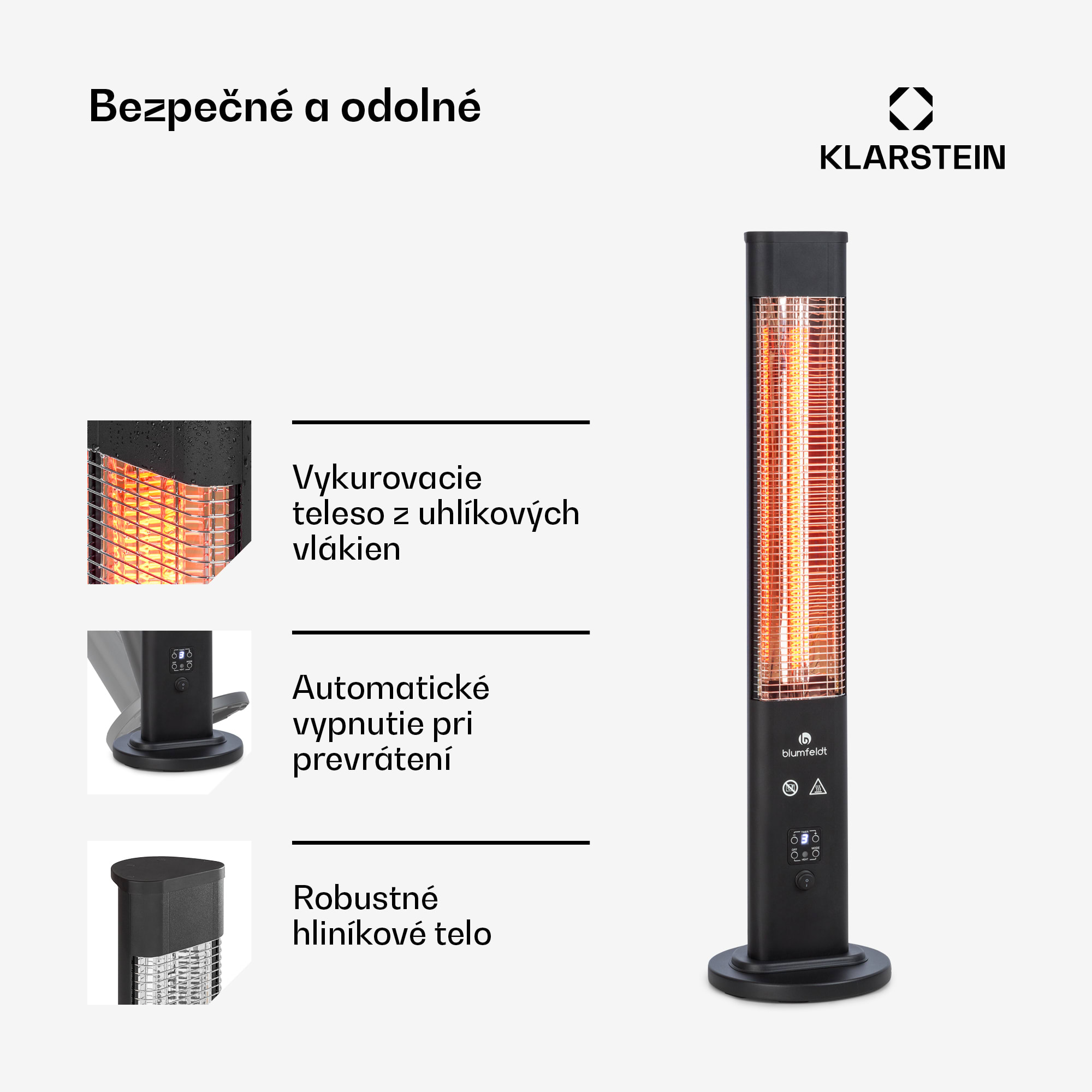 Blumfeldt Heat Guru Plus, vonkajší sálavý ohrievač, 1200 W, 3 nastavenia ohrevu, diaľkové ovládanie – Obrázok 5