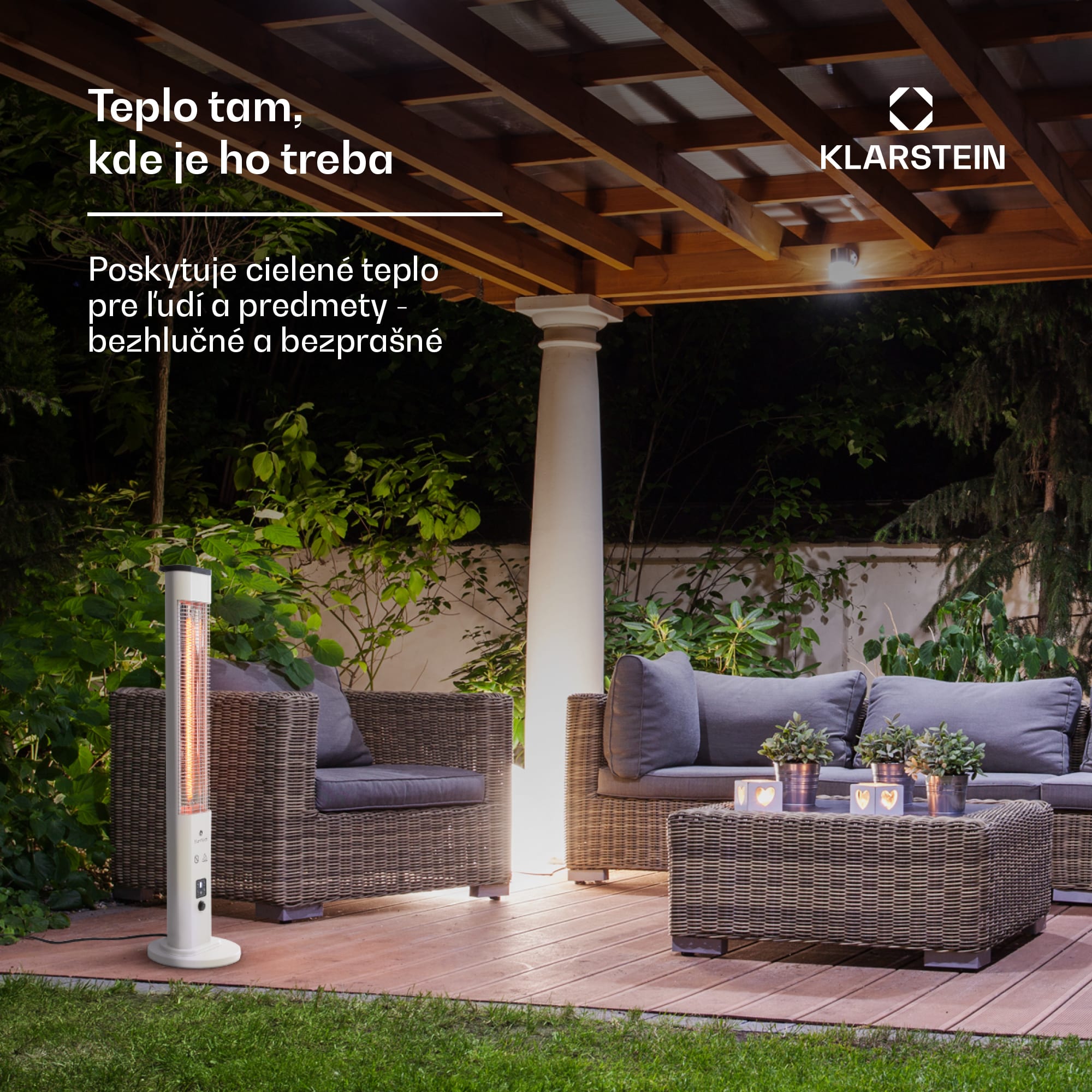 Blumfeldt Heat Guru Plus, vonkajší sálavý ohrievač, 1200 W, 3 nastavenia ohrevu, diaľkové ovládanie – Obrázok 3