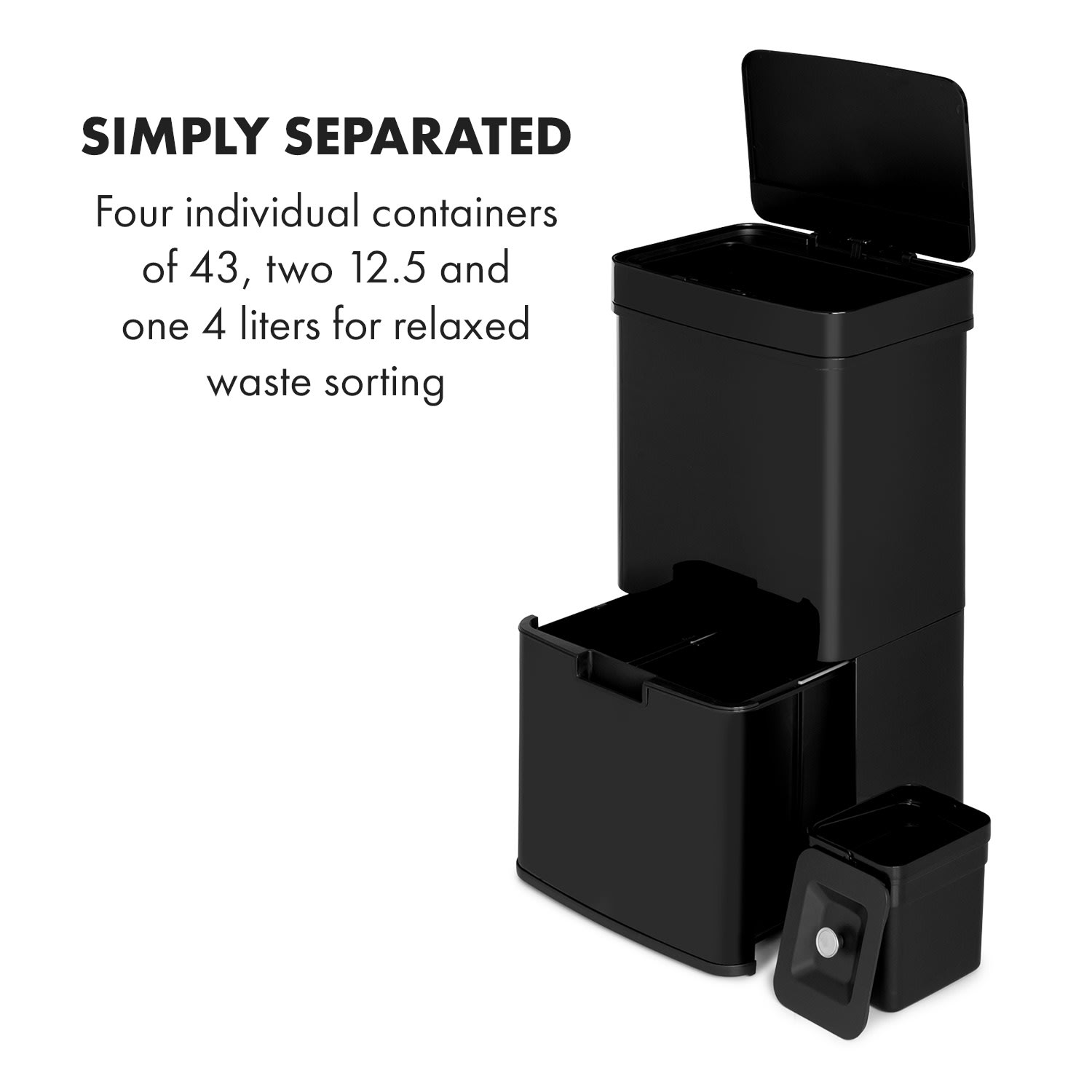 Klarstein Touchless Black Stainless Steel, odpadkový kôš, senzor, 72 l, čierny – Obrázok 3