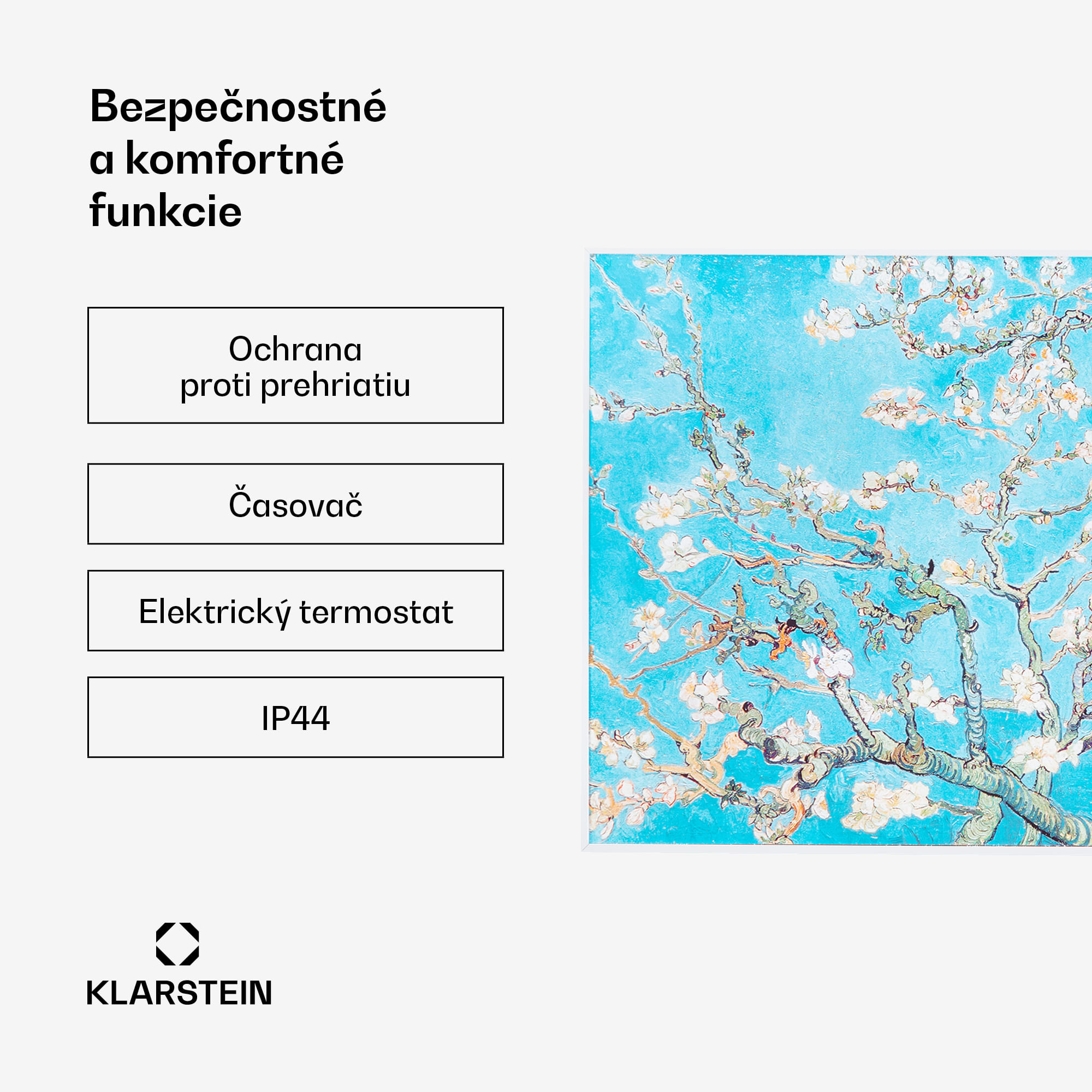 Klarstein Wonderwall Air Art Smart, infračervený ohrievač, 80 x 60 cm, 500 W, kvety – Obrázok 5