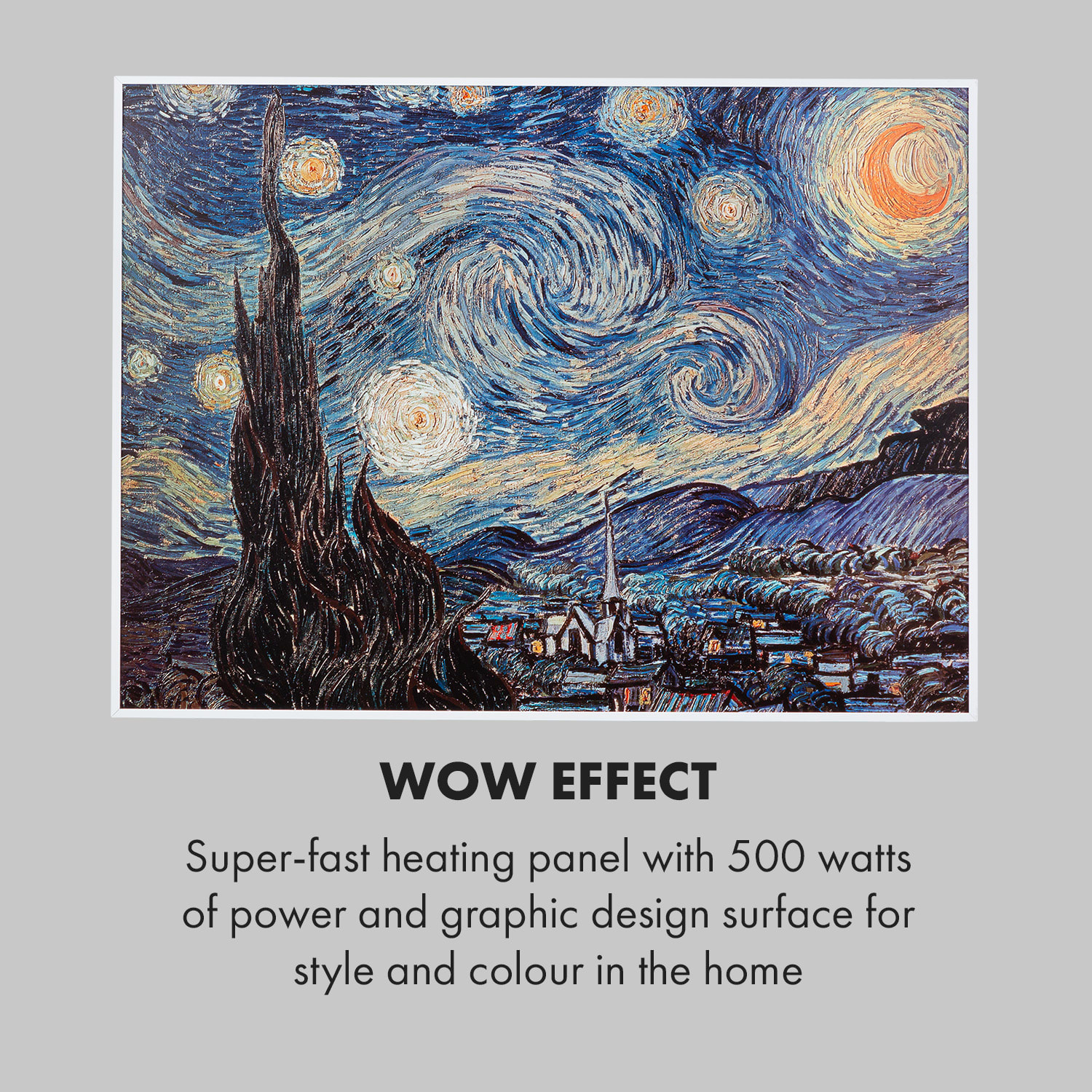 Klarstein Wonderwall Air Art Smart, infračervený ohrievač, 80 x 60 cm, 500 W, hviezdna noc – Obrázok 5
