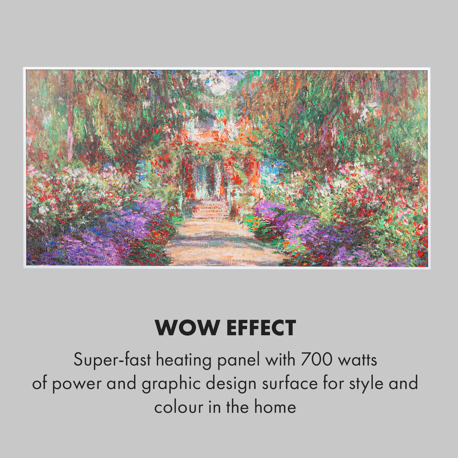 Klarstein Wonderwall Air Art Smart, infračervený ohrievač, 120 x 60 cm, 700 W, aplikácia, záhradná cestička – Obrázok 5