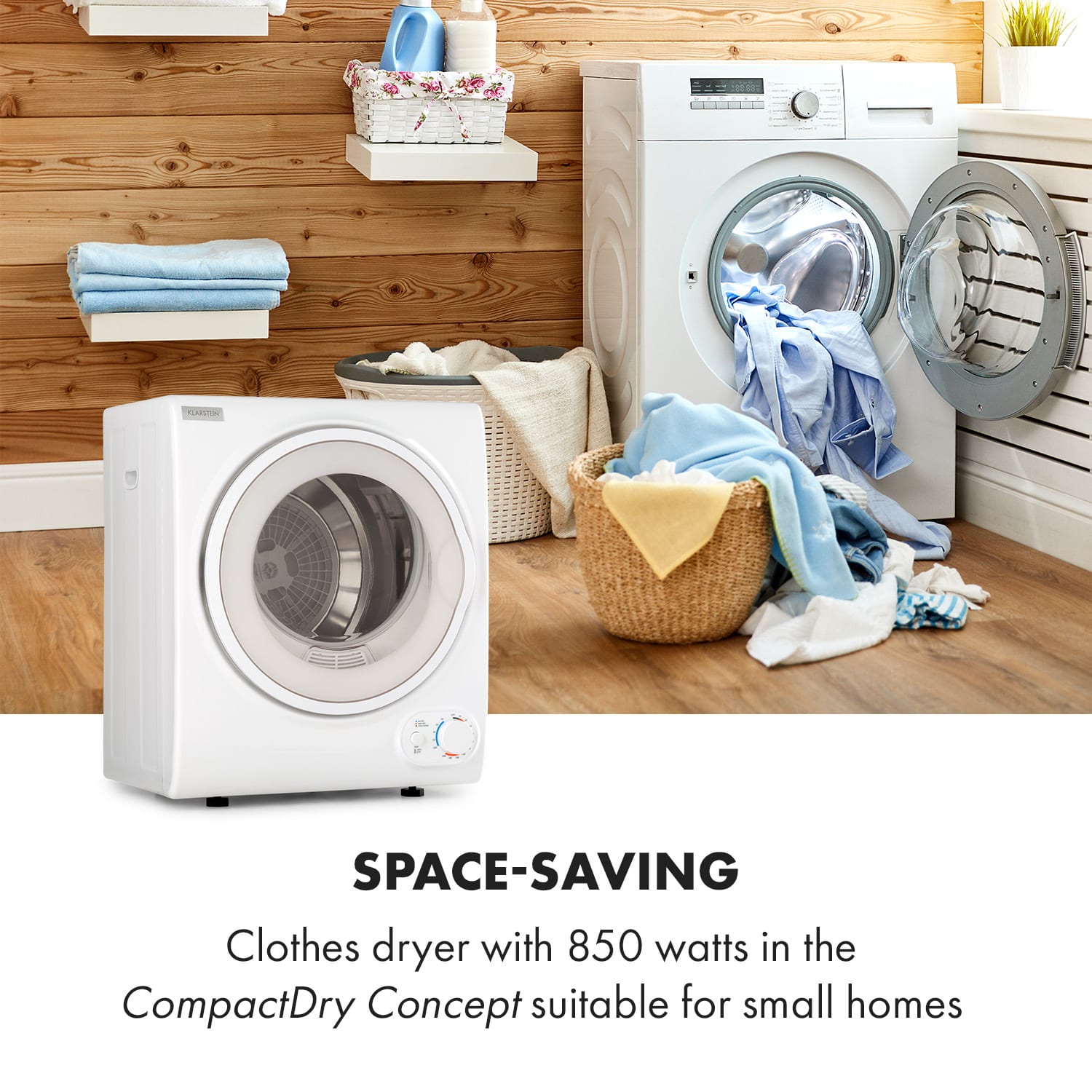 Klarstein Jet Set 2500, sušička bielizne, sušička s odsávaním vlhkého vzduchu, 850W, TEE C, 2,5kg, 50cm, biela – Obrázok 2