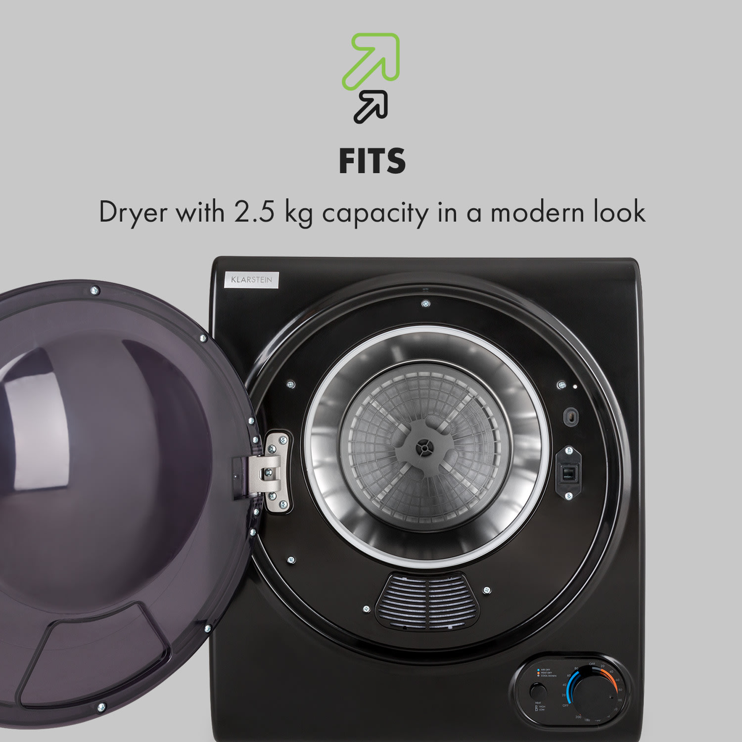 Klarstein Jet Set 2500, sušička bielizne, sušička s odsávaním vlhkého vzduchu, 850W, TEE C, 2,5kg, 50cm, čierna – Obrázok 5