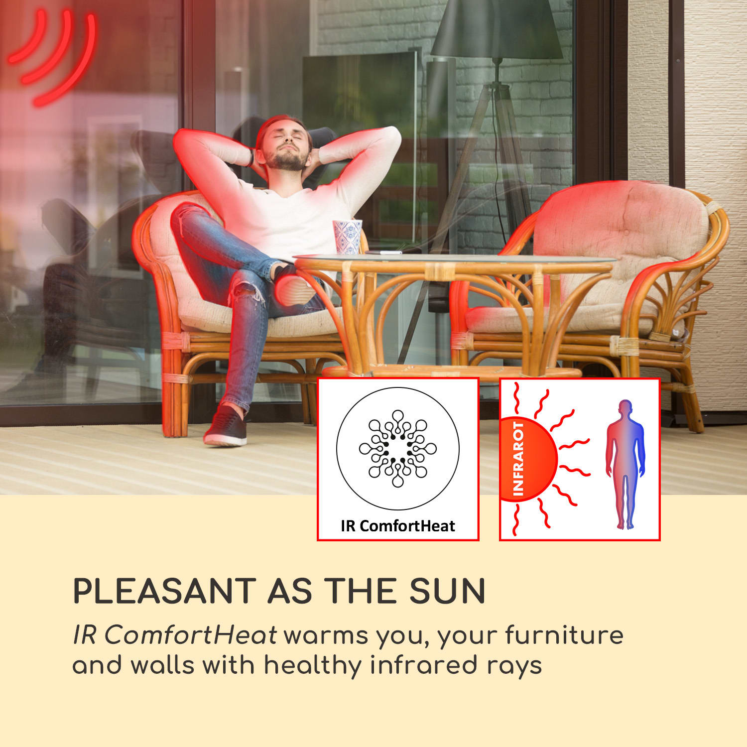 Blumfeldt Heat Giant, infračervený ohrievač, 3 x 2000 W, IP65, 380 V, čierny – Obrázok 2