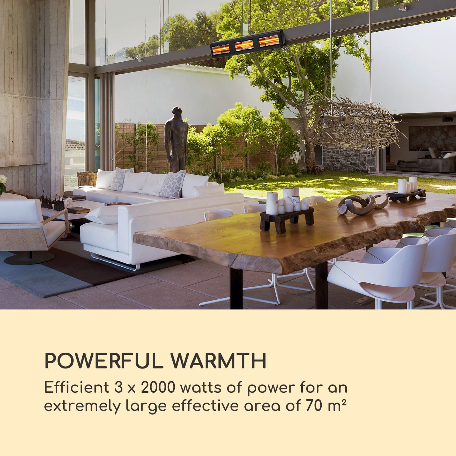 Blumfeldt Heat Giant, infračervený ohrievač, 3 x 2000 W, IP65, 380 V, čierny – Obrázok 3